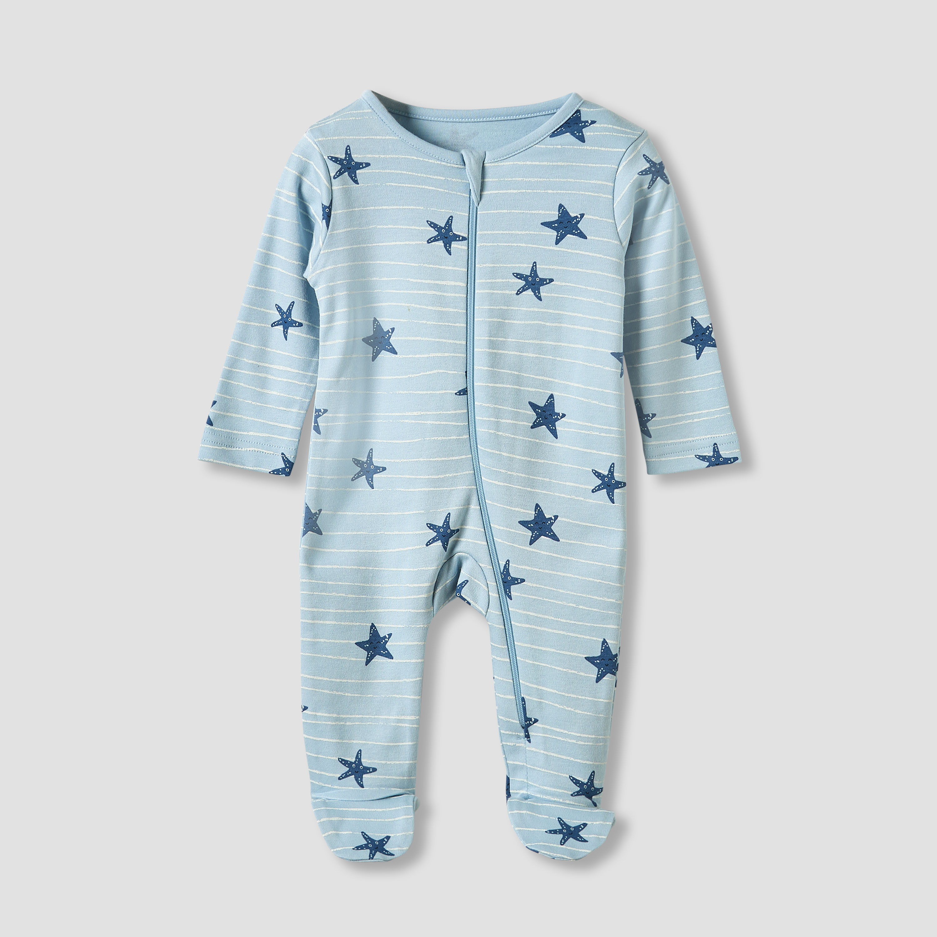 بدلة نوم قطن بياقة مستديرة وأقدام مغلقة وأكمام طويلة من جونيورز - طقم من 5 قطع-baby-boys-clothing-nightwear-sleepsuits-image-4
