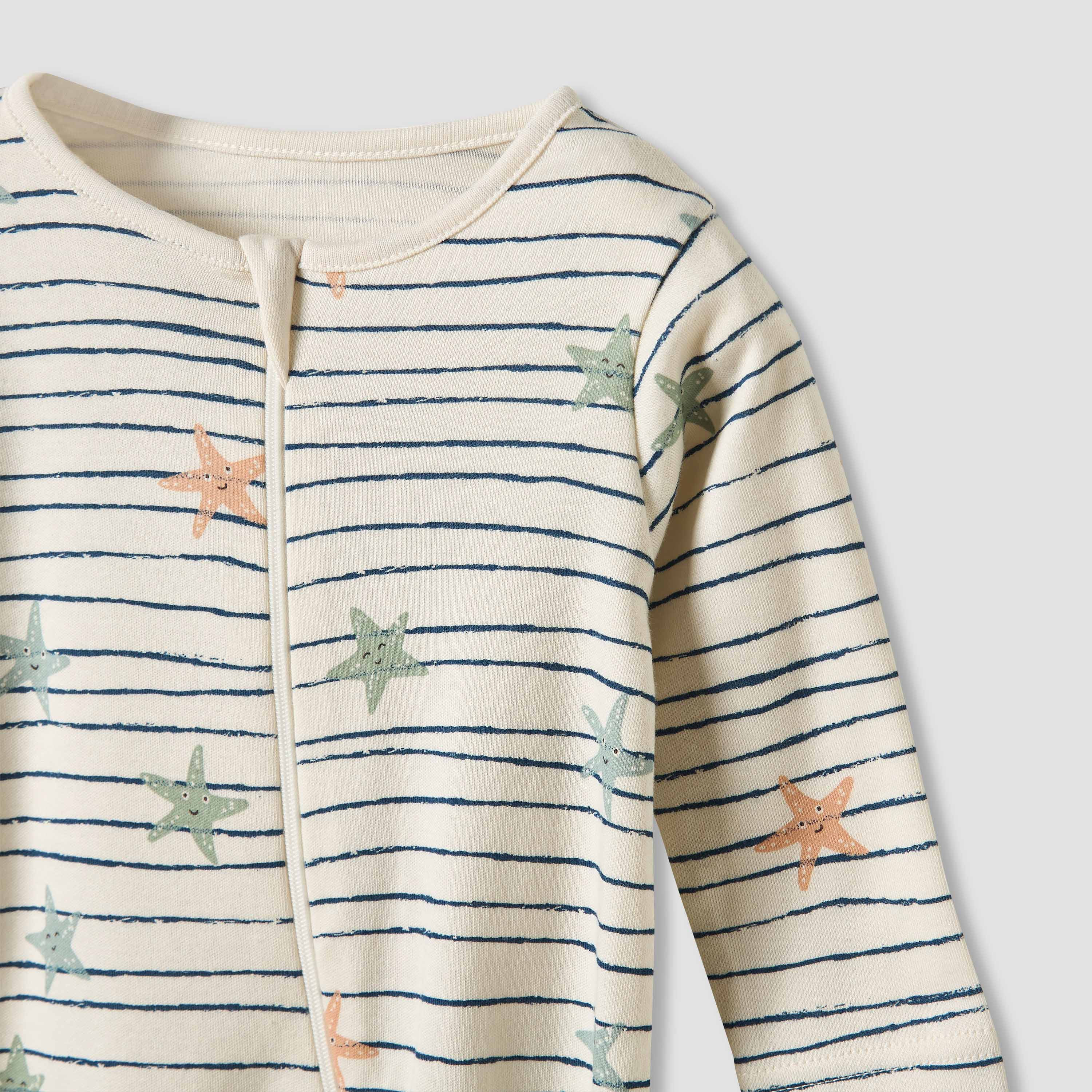 بدلة نوم قطن بياقة مستديرة وأقدام مغلقة وأكمام طويلة من جونيورز - طقم من 5 قطع-baby-boys-clothing-nightwear-sleepsuits-image-7
