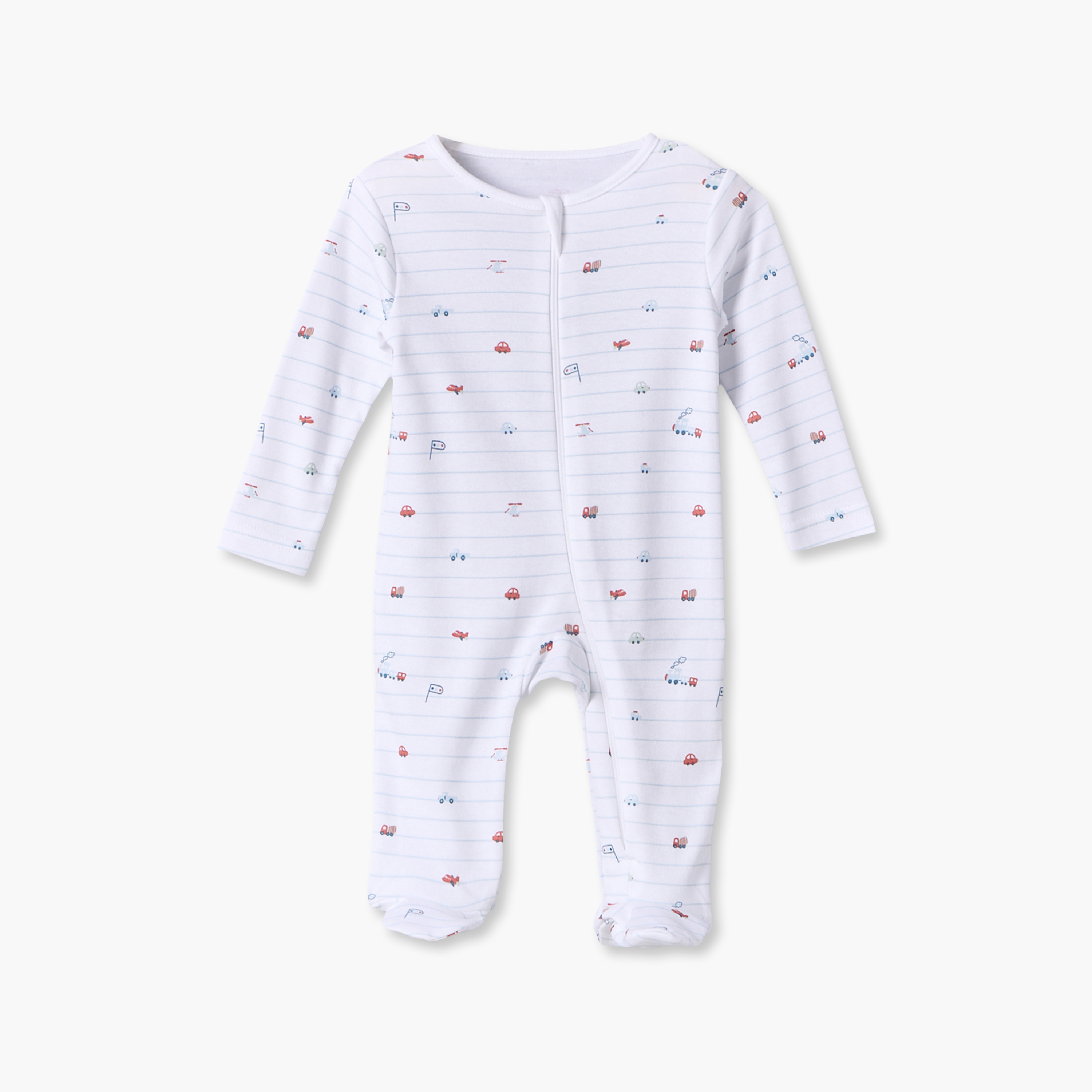 Pack of 5 Juniors Cotton Round Neck Long Sleeves Sleepsuit with Vehicle Print-baby-boys-clothing-nightwear-sleepsuits-image-4