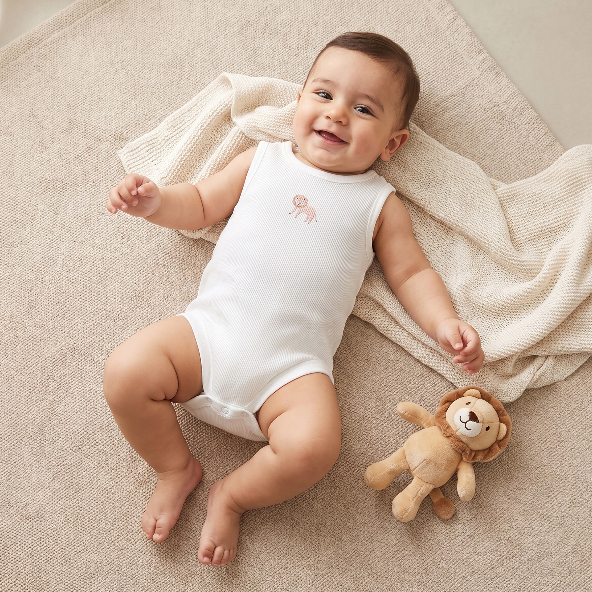 Pack of 5 Juniors Round Neck Sleeveless Bodysuit with Safari Print-baby-boys-clothing-bodysuits-image-2