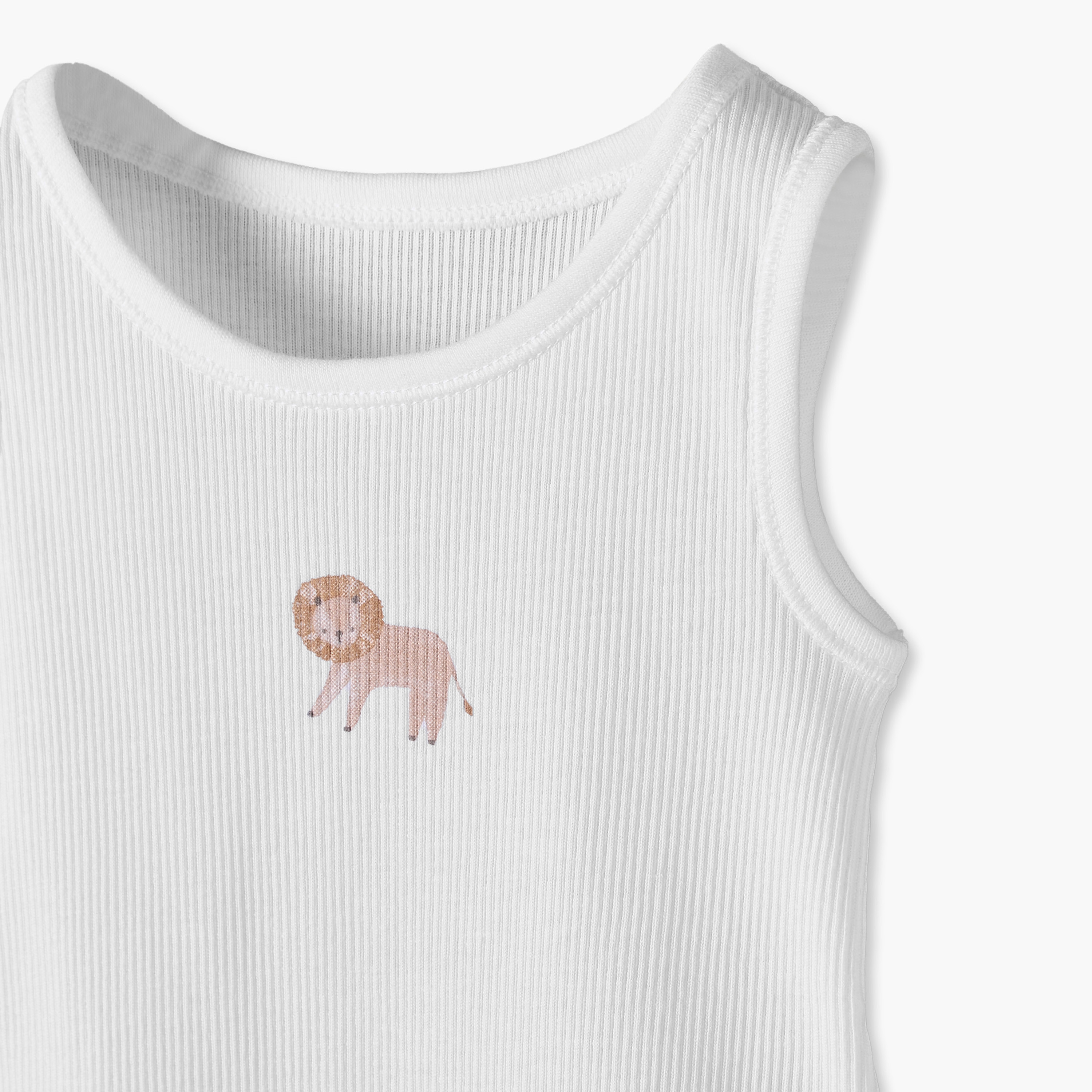 Pack of 5 Juniors Round Neck Sleeveless Bodysuit with Safari Print-baby-boys-clothing-bodysuits-image-9