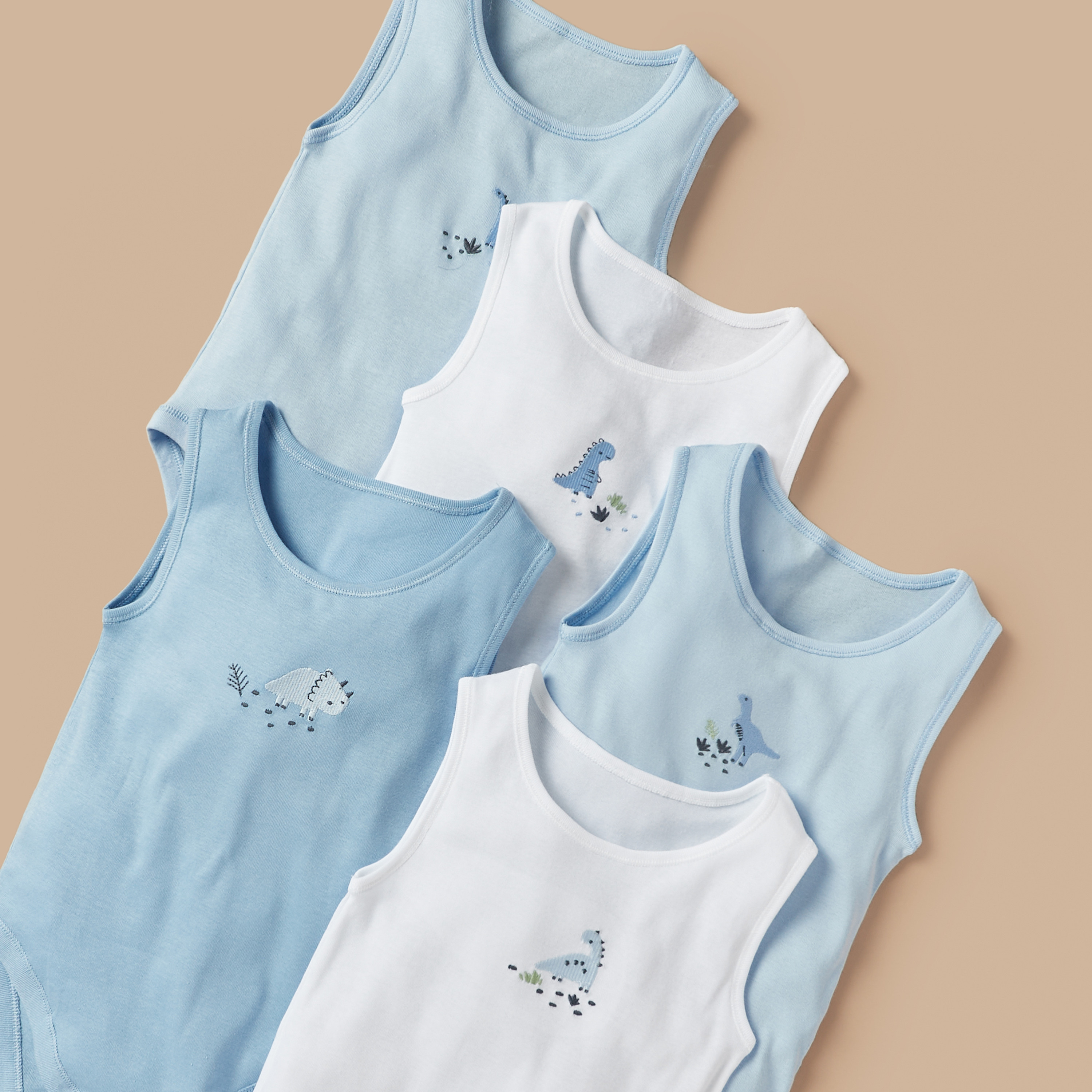 Juniors Printed Sleeveless Bodysuit - Set of 5-baby-boys-clothing-bodysuits-image-3