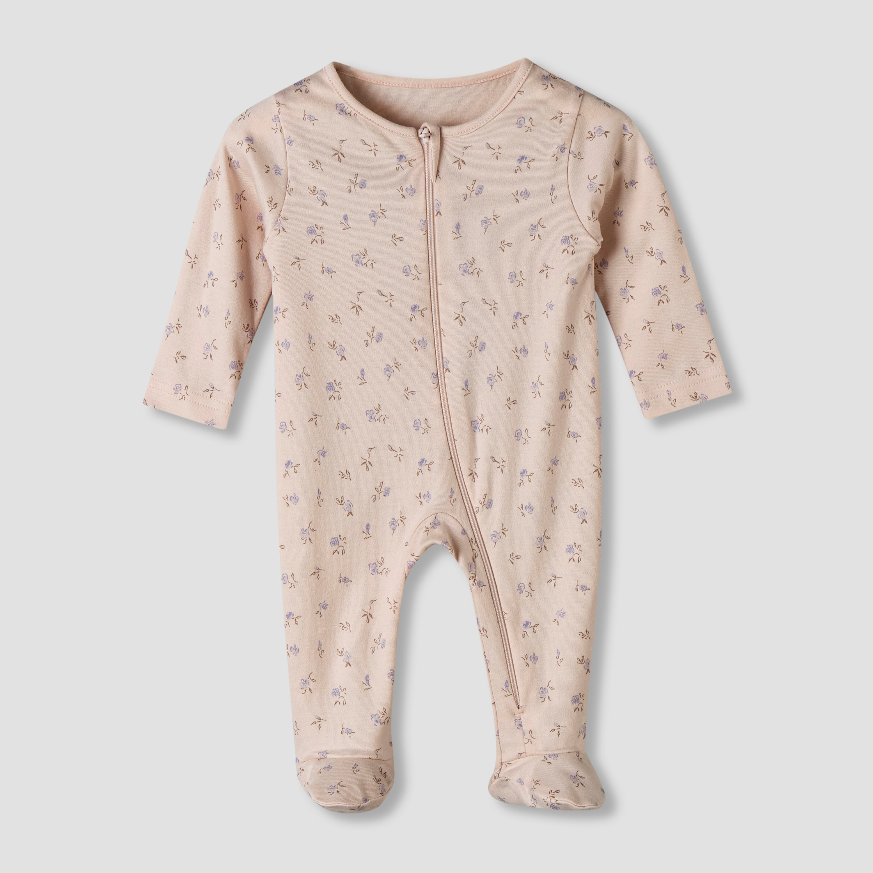 Pack of 5 Juniors Cotton Round Neck Long Sleeve Sleepsuit with Zip Closure-baby-girls-clothing-nightwear-sleepsuits-image-2