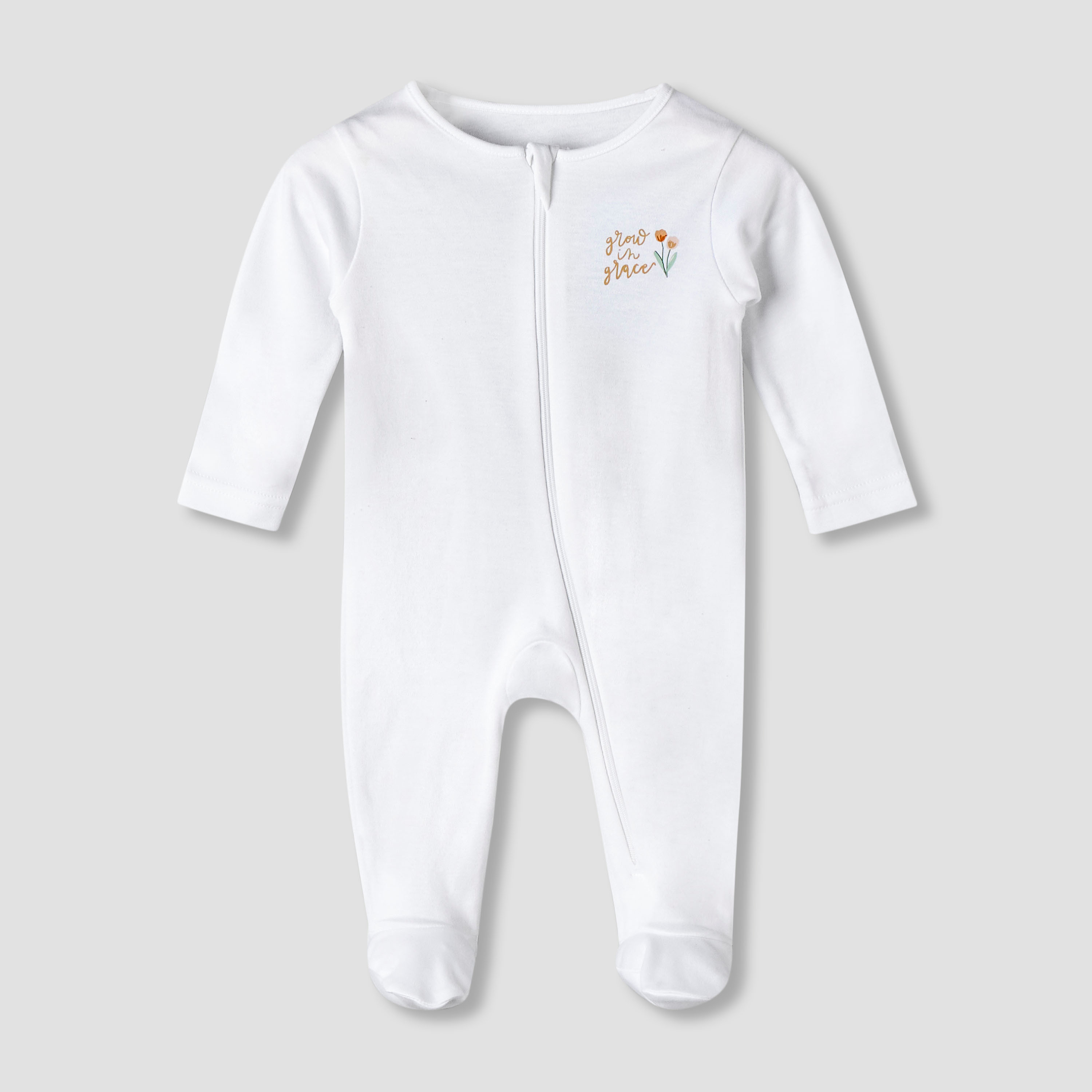 Pack of 5 Juniors Cotton Round Neck Long Sleeve Sleepsuit with Zip Closure-baby-girls-clothing-nightwear-sleepsuits-image-4