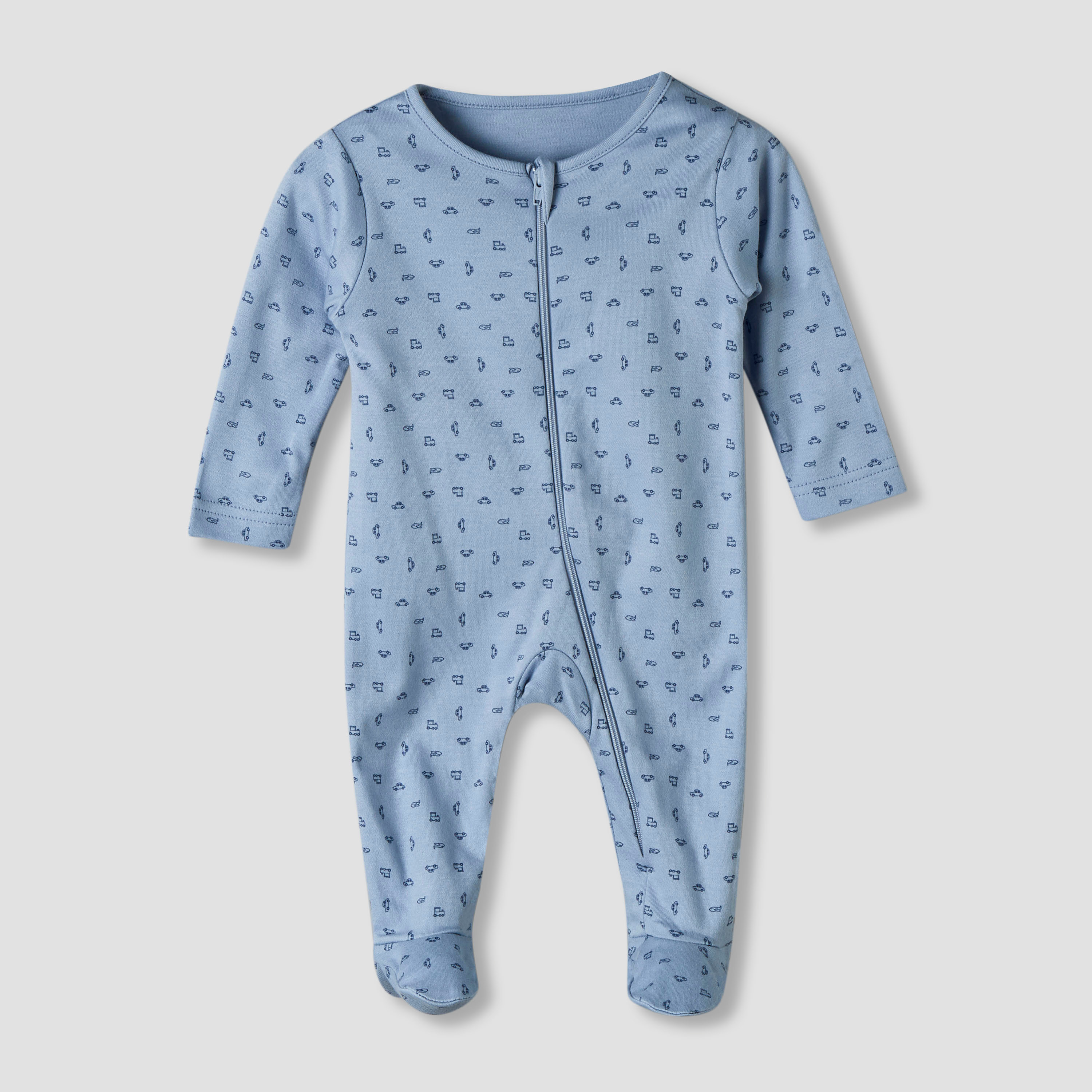 Pack of 5 Juniors Cotton Round Neck Long Sleeve Sleepsuit with Zip Closure-baby-boys-clothing-nightwear-sleepsuits-image-3