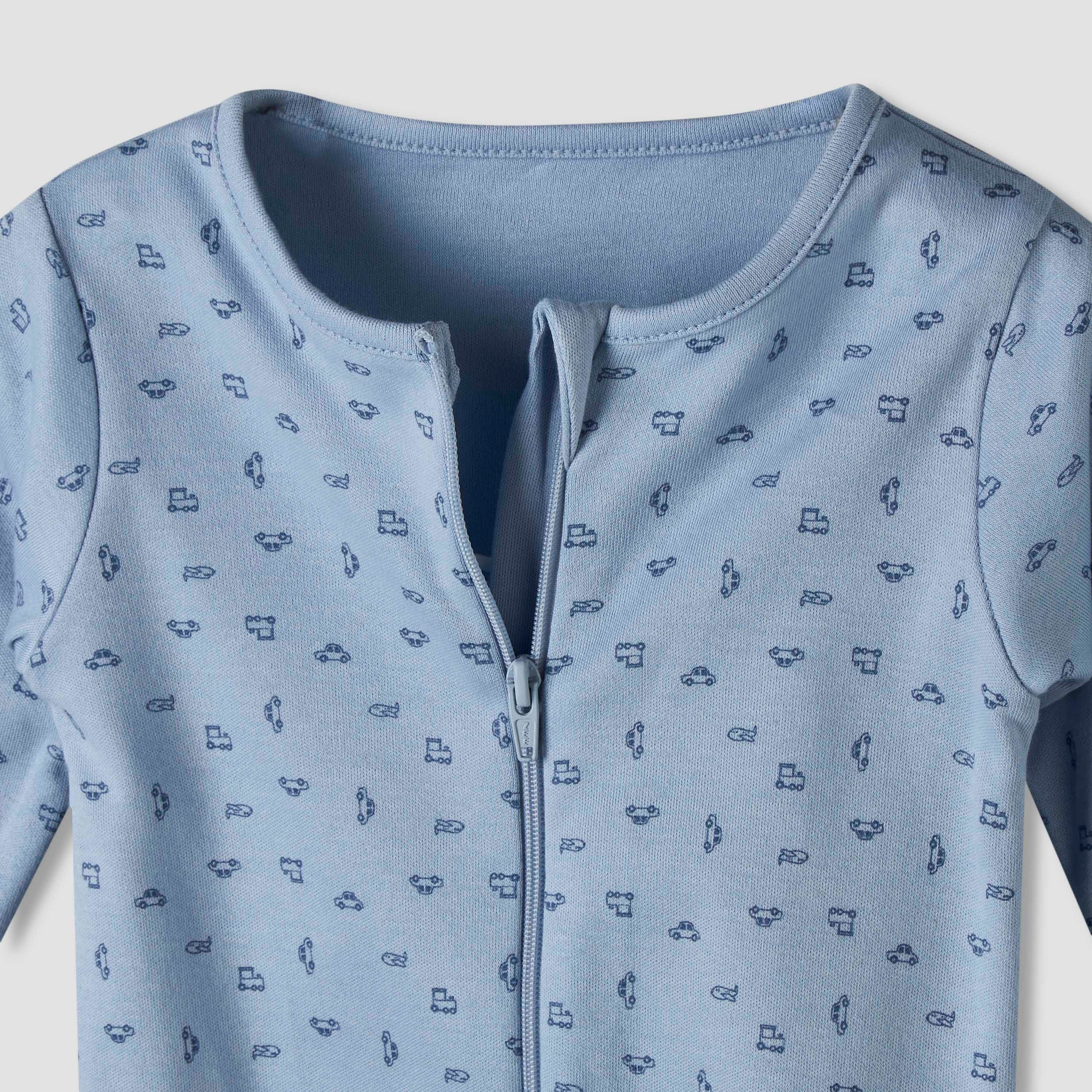 Pack of 5 Juniors Cotton Round Neck Long Sleeve Sleepsuit with Zip Closure-baby-boys-clothing-nightwear-sleepsuits-image-8