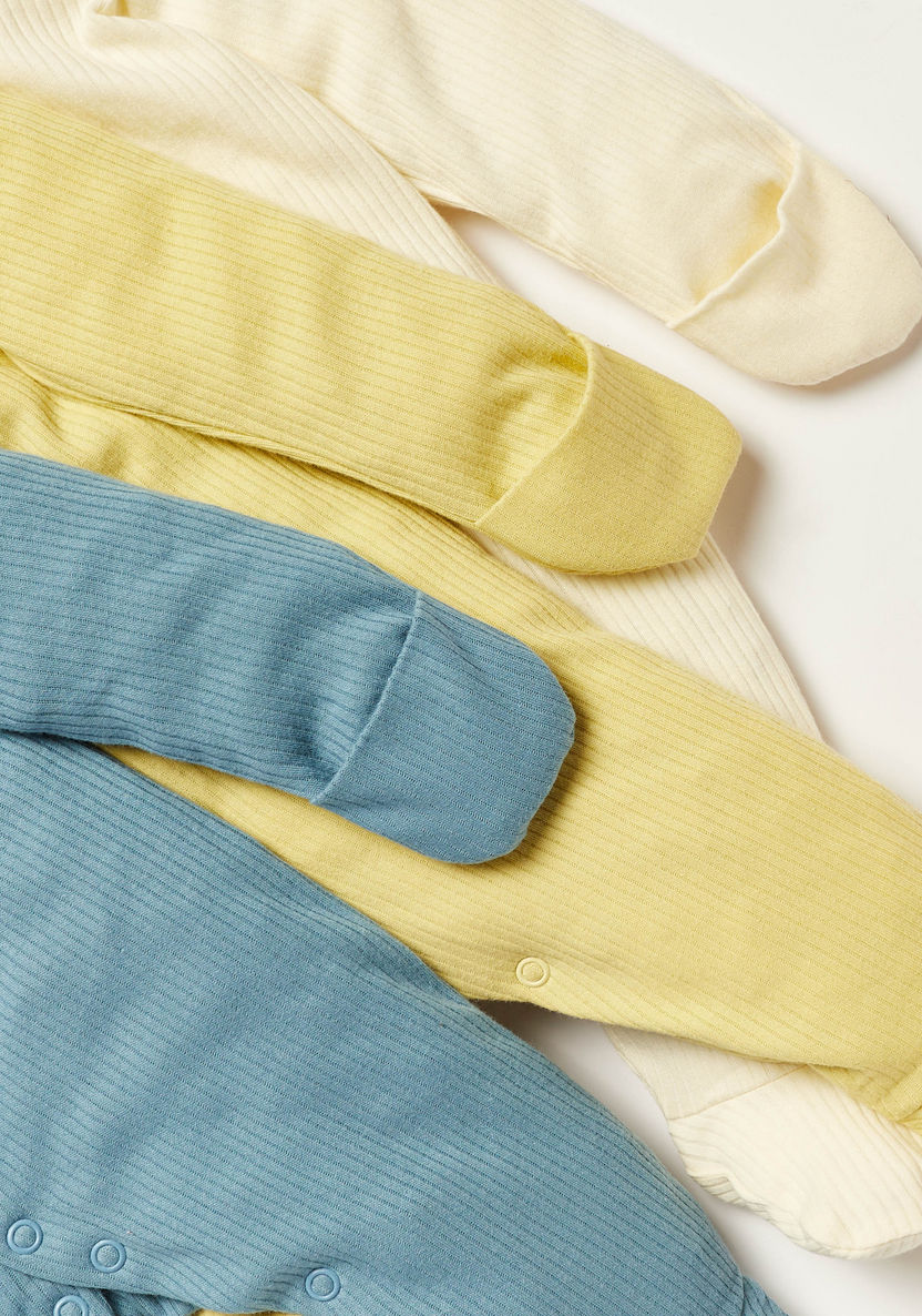 Juniors Textured Sleepsuit with Long Sleeves - Set of 3-Sleepsuits-image-4