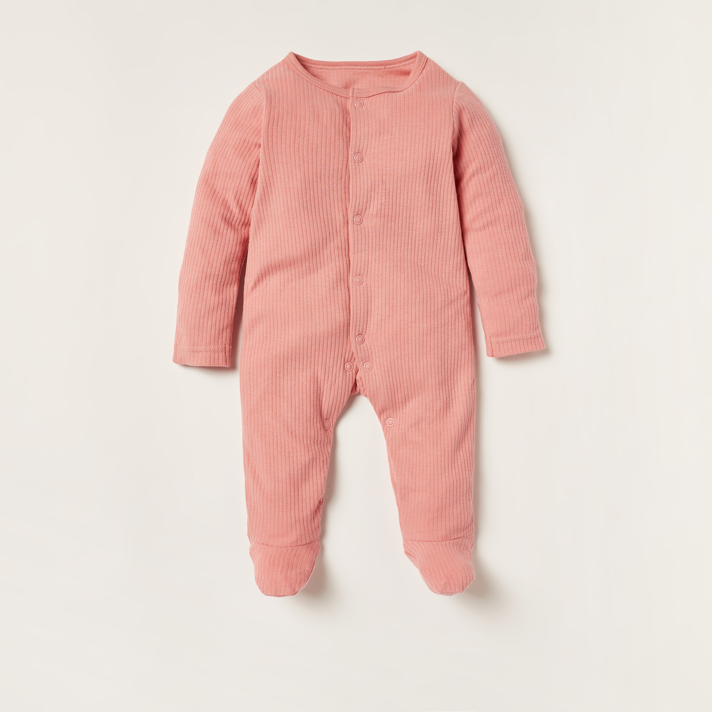 Juniors Textured Sleepsuit with Long Sleeves - Set of 3-baby-girls-clothing-nightwear-sleepsuits-image-2