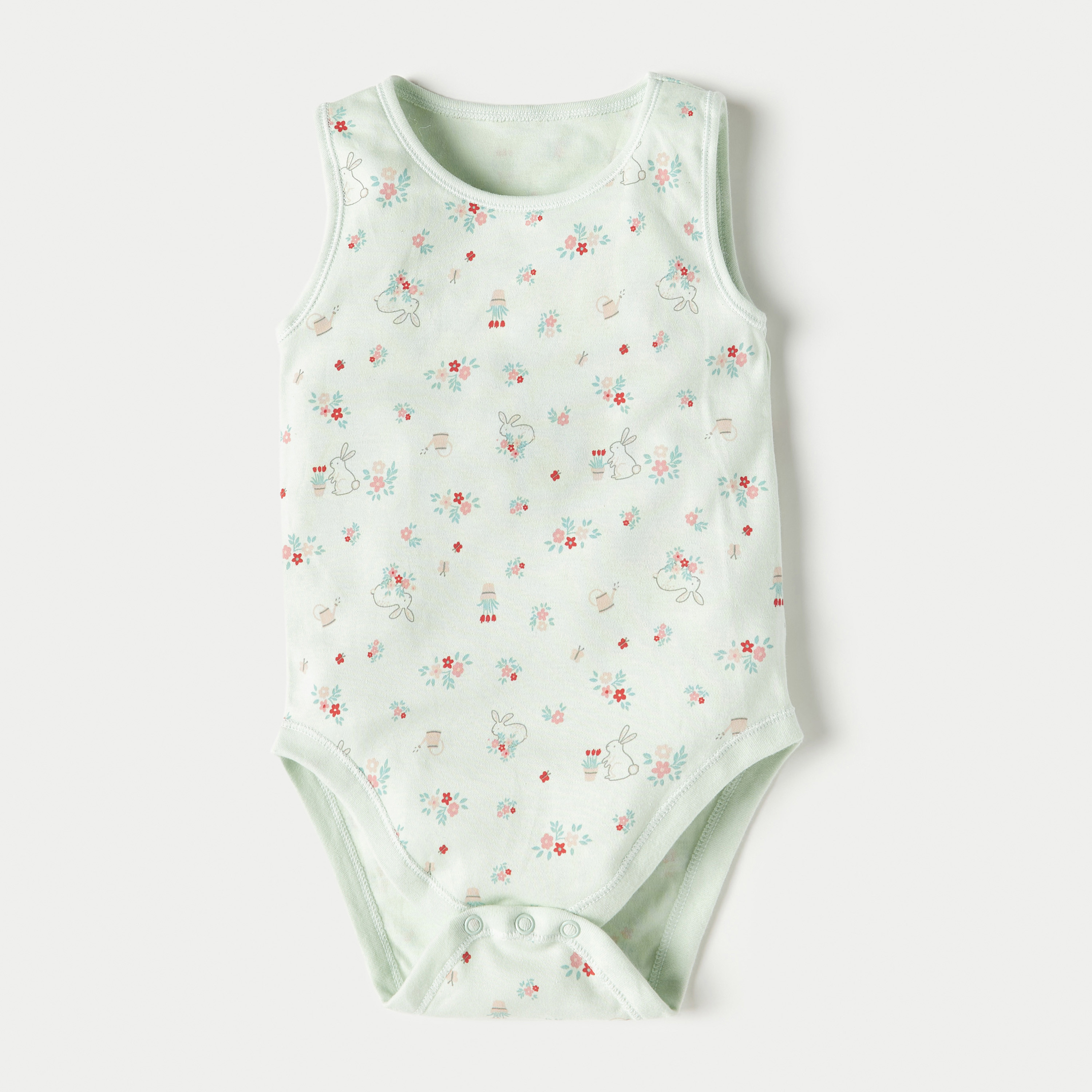 Juniors Printed Sleeveless Cotton Bodysuit - Set of 7-baby-girls-clothing-bodysuits-image-2