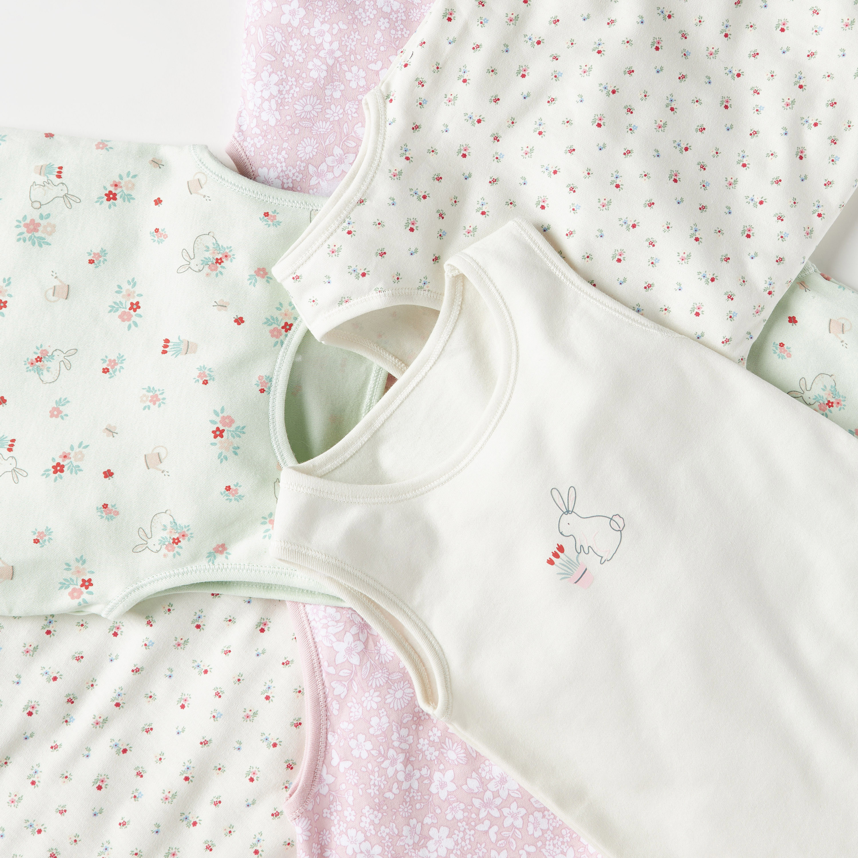 Juniors Printed Sleeveless Cotton Bodysuit - Set of 7-baby-girls-clothing-bodysuits-image-4