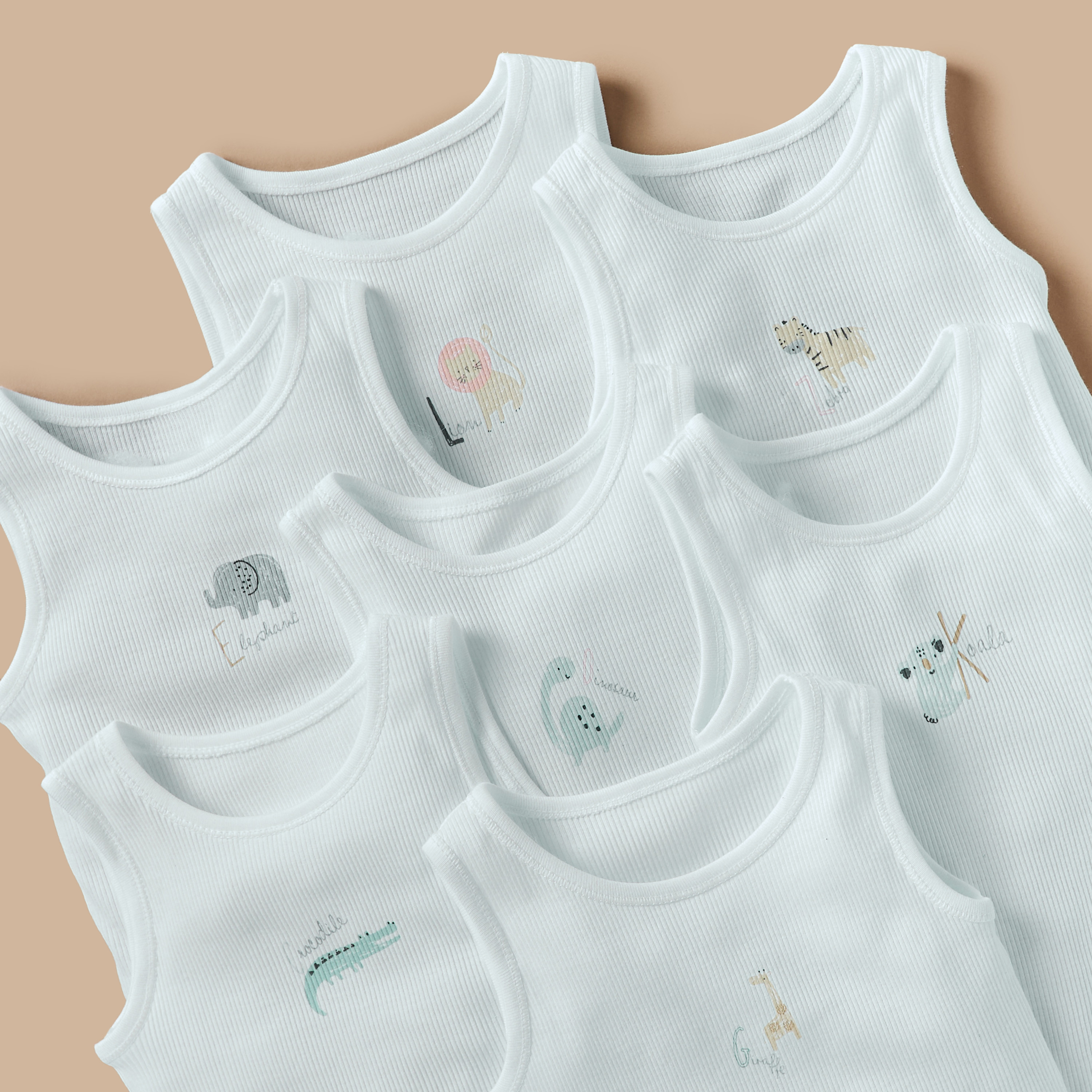 Juniors Animal Print Sleeveless Bodysuit with Button Closure - Set of 7-baby-boys-clothing-bodysuits-image-3