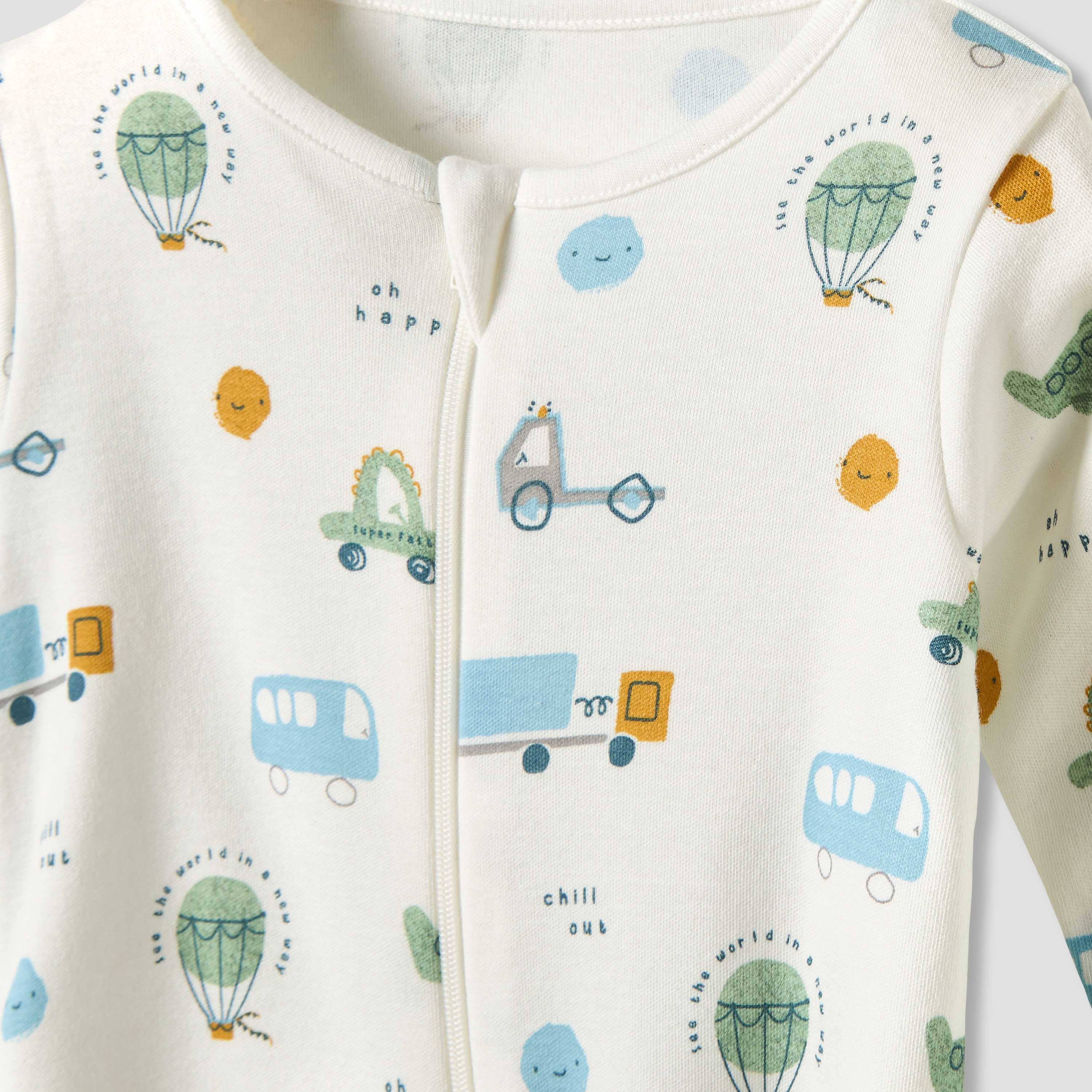 بدلات نوم بياقة مستديرة ومغلقة القدمين - أكمام طويلة - قطن من جونيورز - طقم 3 قطع-baby-boys-clothing-nightwear-sleepsuits-image-5