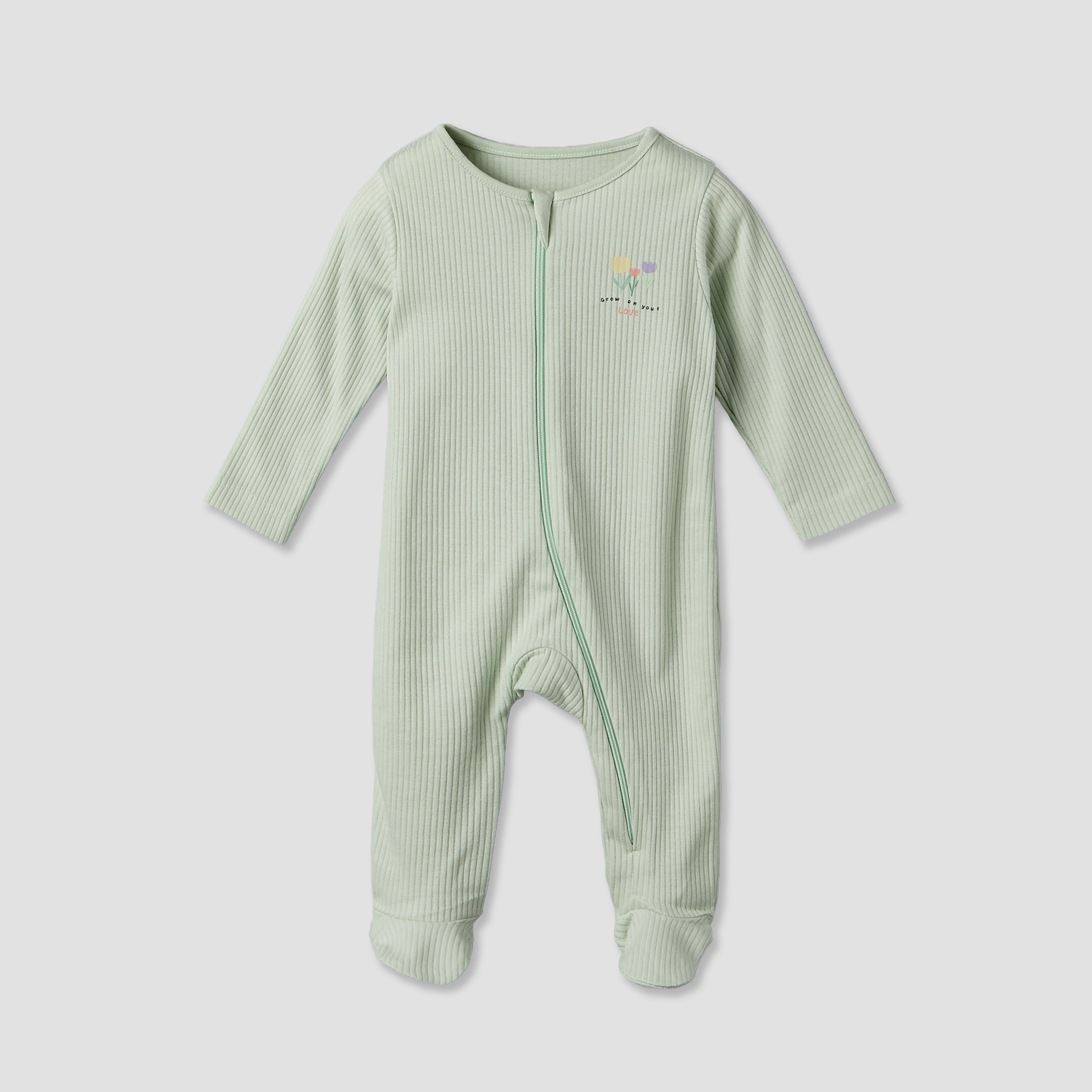 Pack of 3 Juniors Cotton Round Neck Long Sleeves Sleepsuit with Zip Closure-baby-girls-clothing-nightwear-sleepsuits-image-4