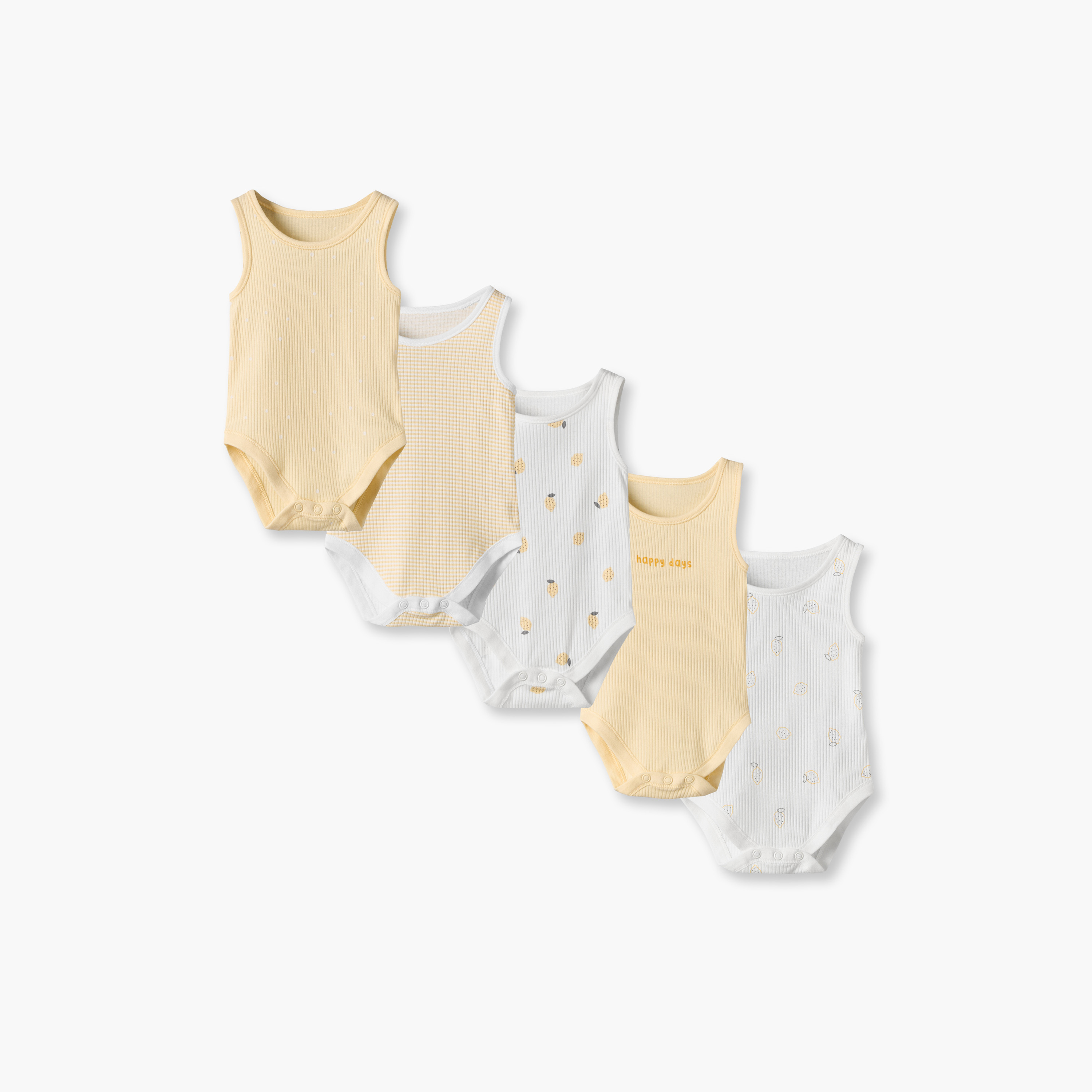 Pack of 5 Juniors Crew Neck Sleeveless Bodysuit with Assorted Print-baby-girls-clothing-bodysuits-image-1