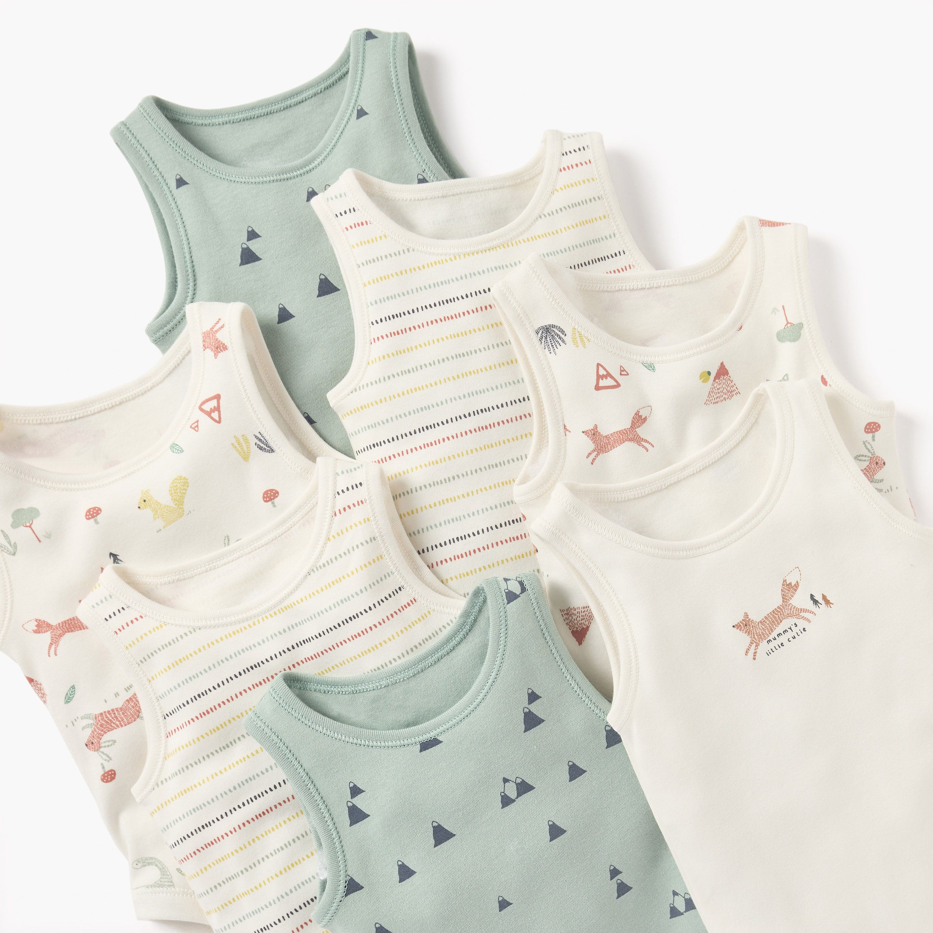 Juniors Printed Sleeveless Bodysuit with Round Neck - Set of 7-baby-boys-clothing-multipacks-image-3
