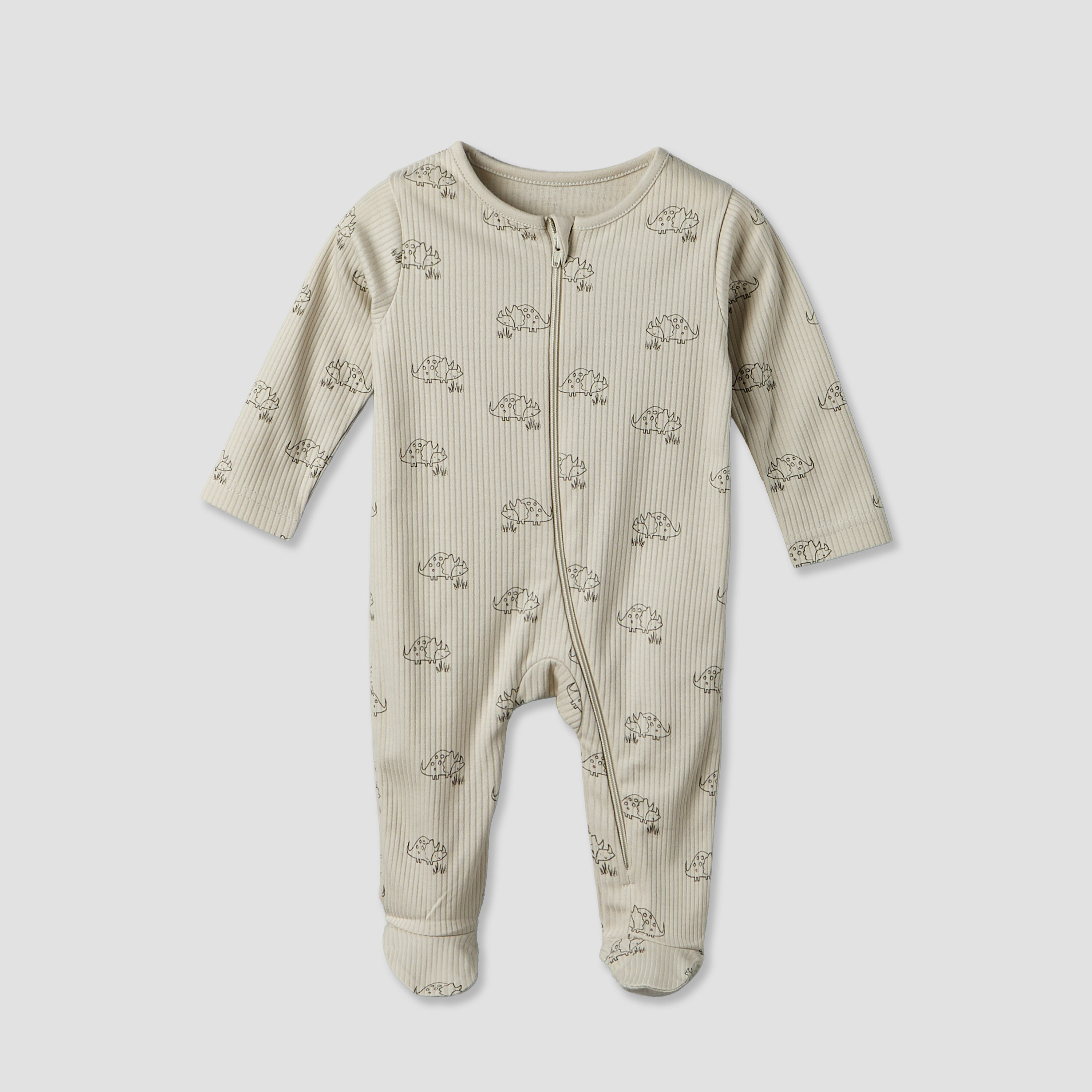 Pack of 3 Juniors Cotton Round Neck Long Sleeves Sleepsuit with Dinosaur Print-baby-boys-clothing-nightwear-sleepsuits-image-4