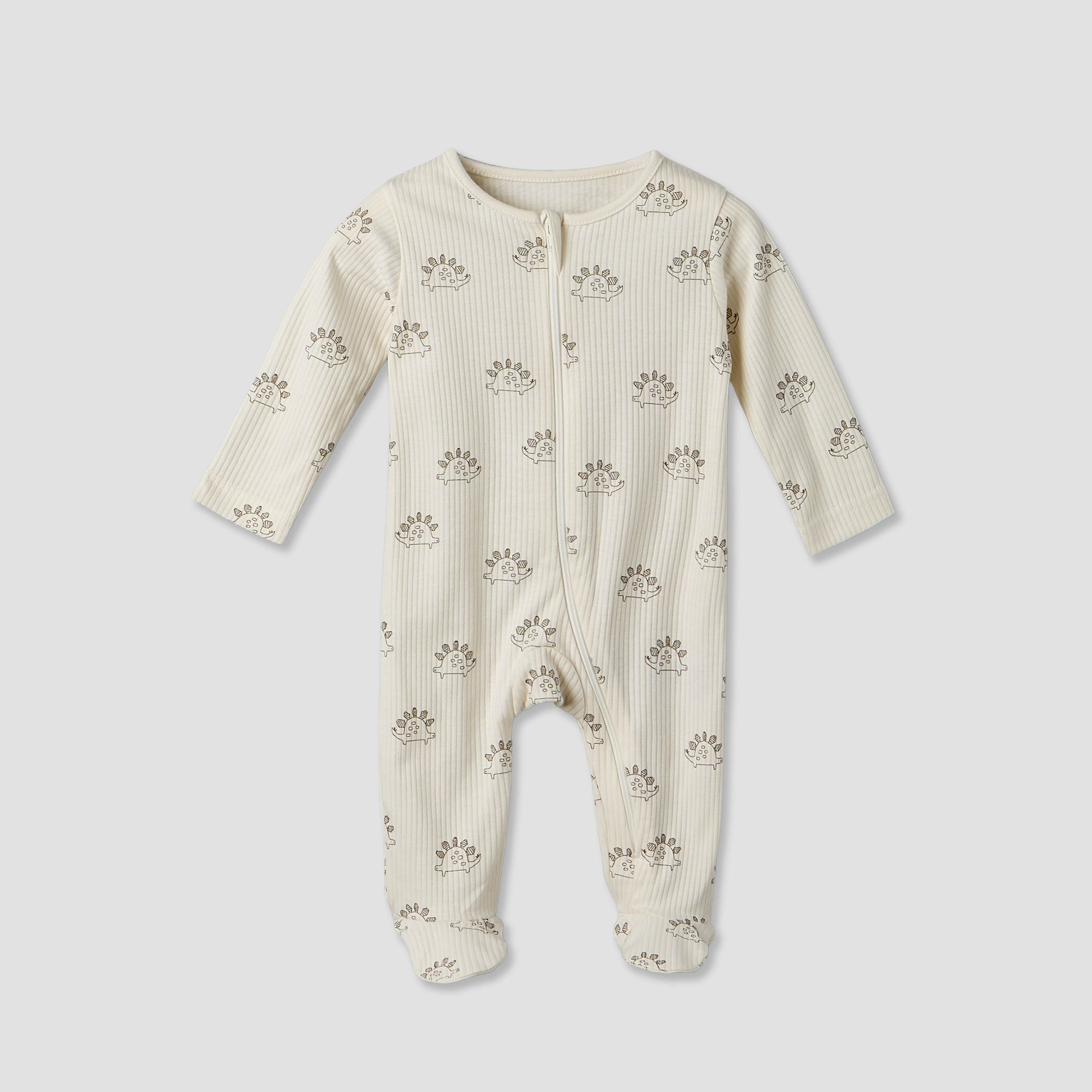 Pack of 3 Juniors Cotton Round Neck Long Sleeves Sleepsuit with Dinosaur Print-baby-boys-clothing-nightwear-sleepsuits-image-5