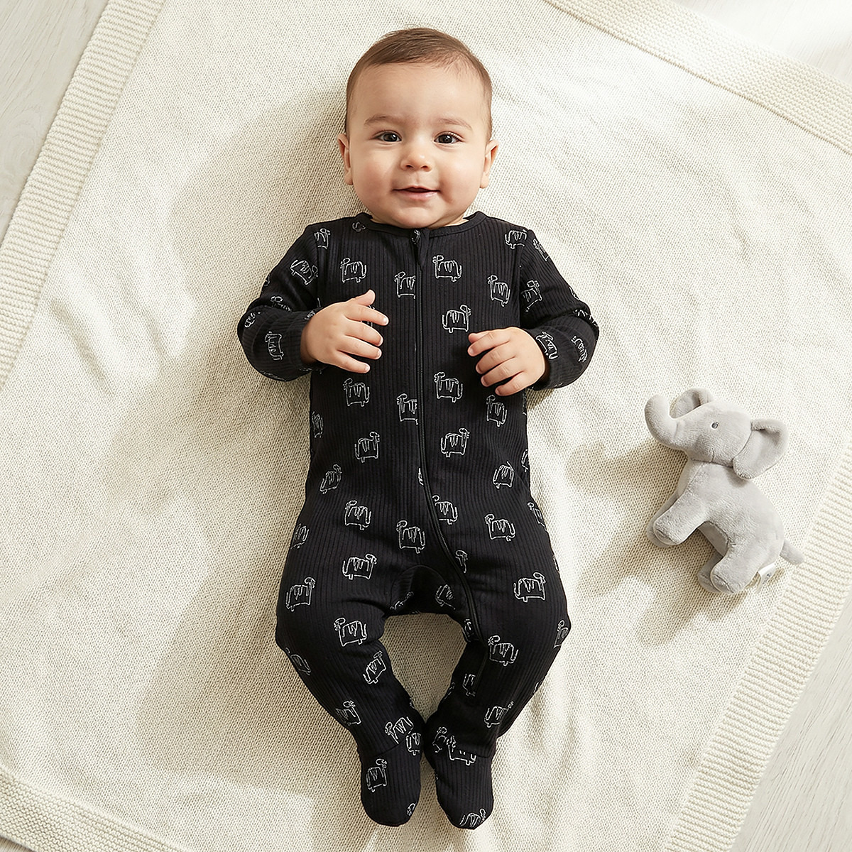 Pack of 3 Juniors Cotton Round Neck Long Sleeves Sleepsuit with Dinosaur Print-baby-boys-clothing-nightwear-sleepsuits-image-2