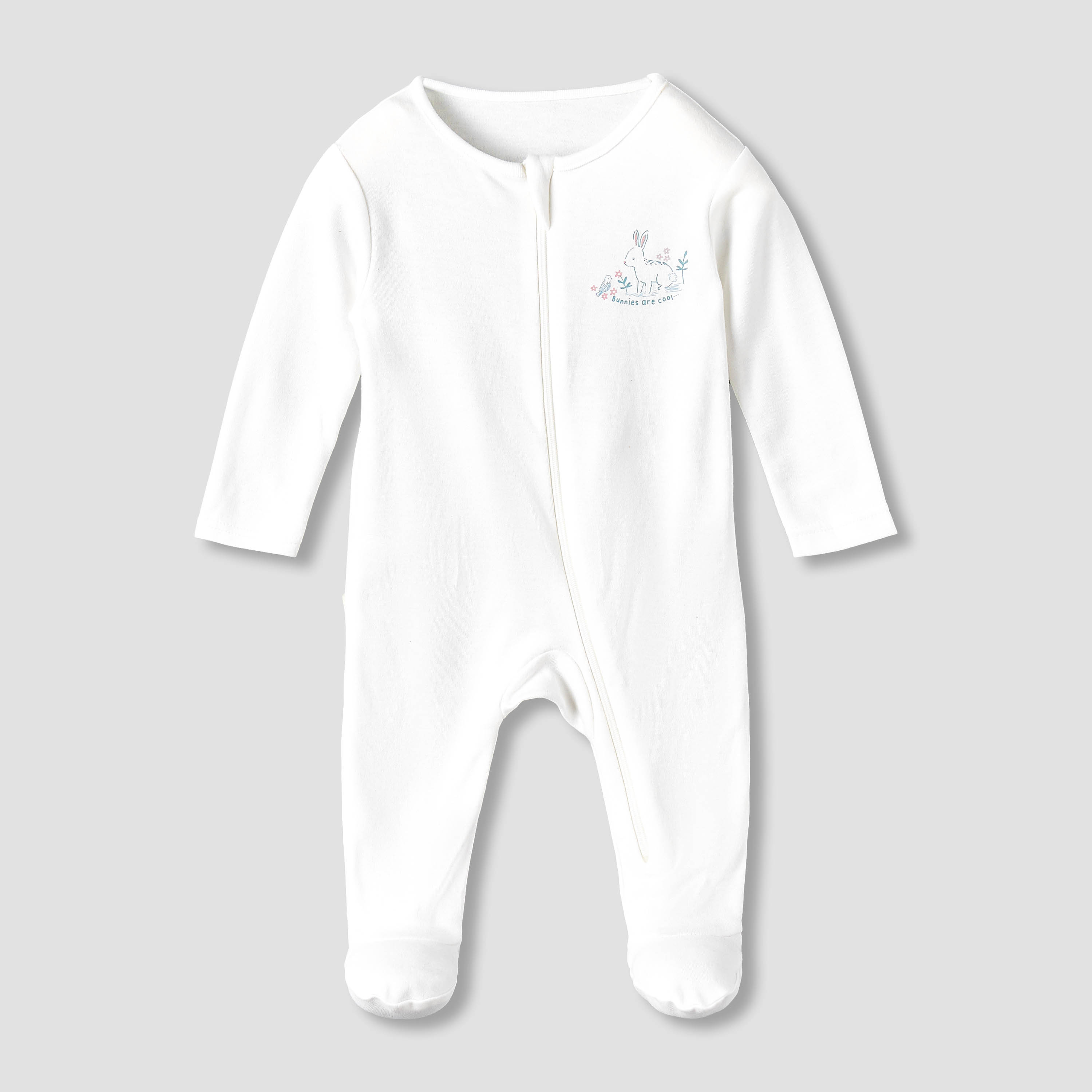 Pack of 5 Juniors Cotton Round Neck Long Sleeves Sleepsuit with Zip Closure-baby-girls-clothing-nightwear-sleepsuits-image-7