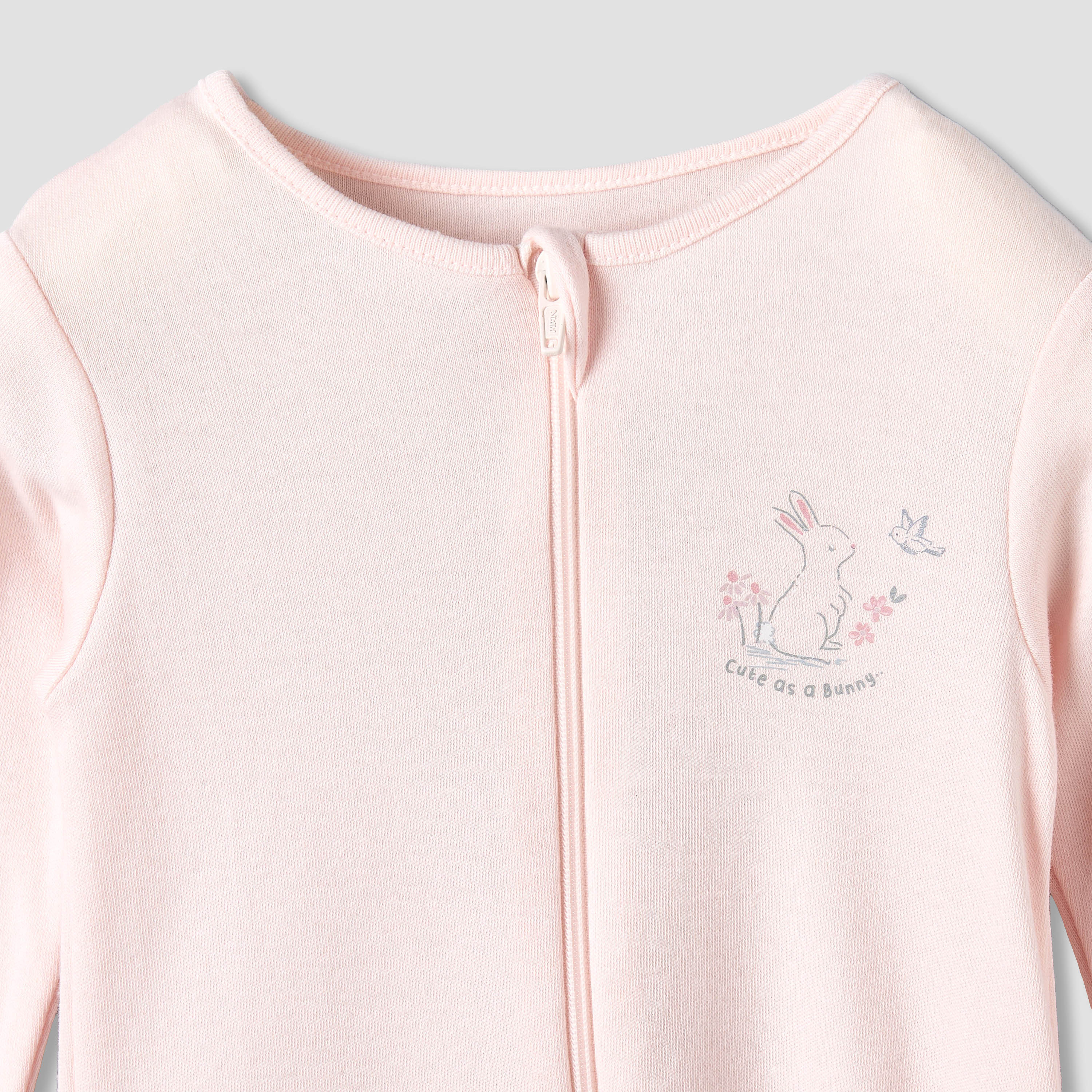 Pack of 5 Juniors Cotton Round Neck Long Sleeves Sleepsuit with Zip Closure-baby-girls-clothing-nightwear-sleepsuits-image-8