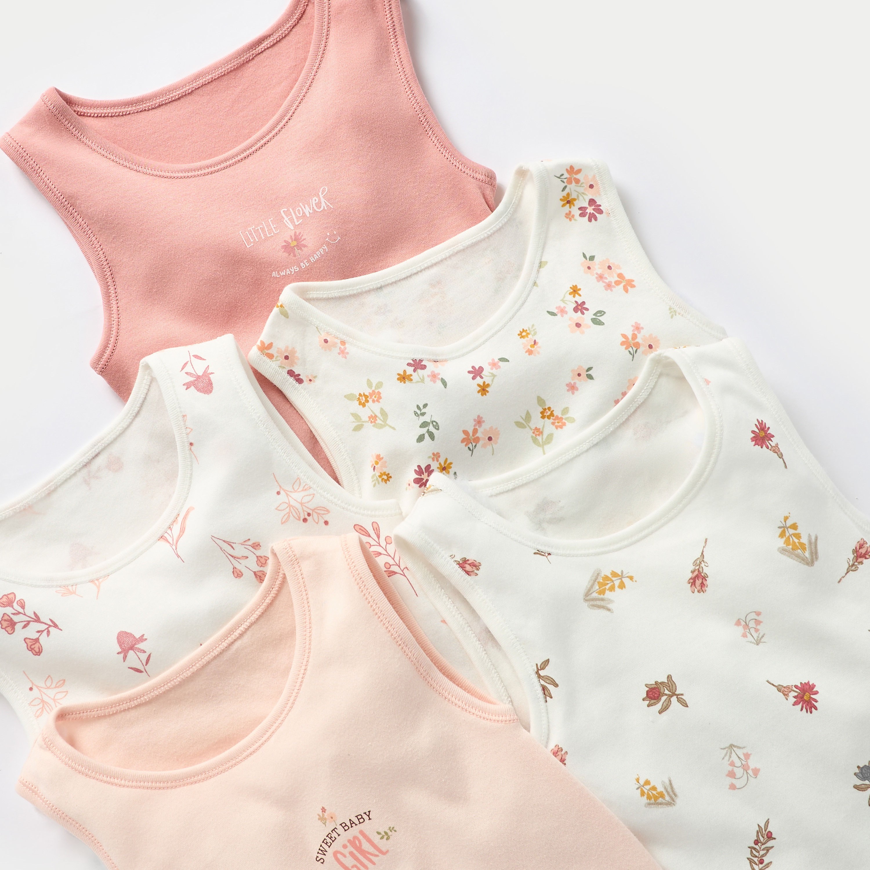 بودي سوت دون أكمام بطبعات أزهار وأزرار إغلاق كبّاسة من جونيورز - طقم 5 قطع-baby-girls-clothing-bodysuits-image-3