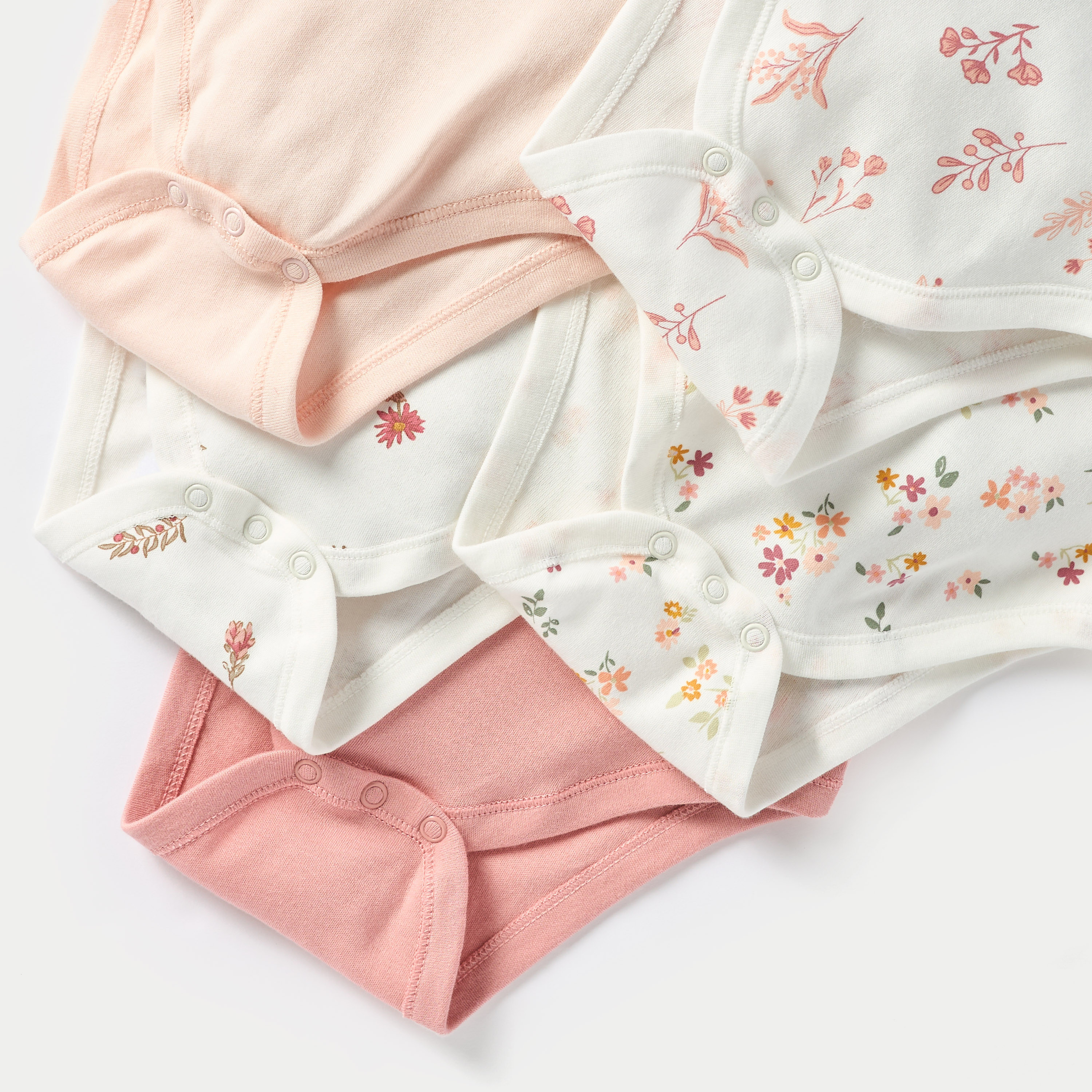 بودي سوت دون أكمام بطبعات أزهار وأزرار إغلاق كبّاسة من جونيورز - طقم 5 قطع-baby-girls-clothing-bodysuits-image-4
