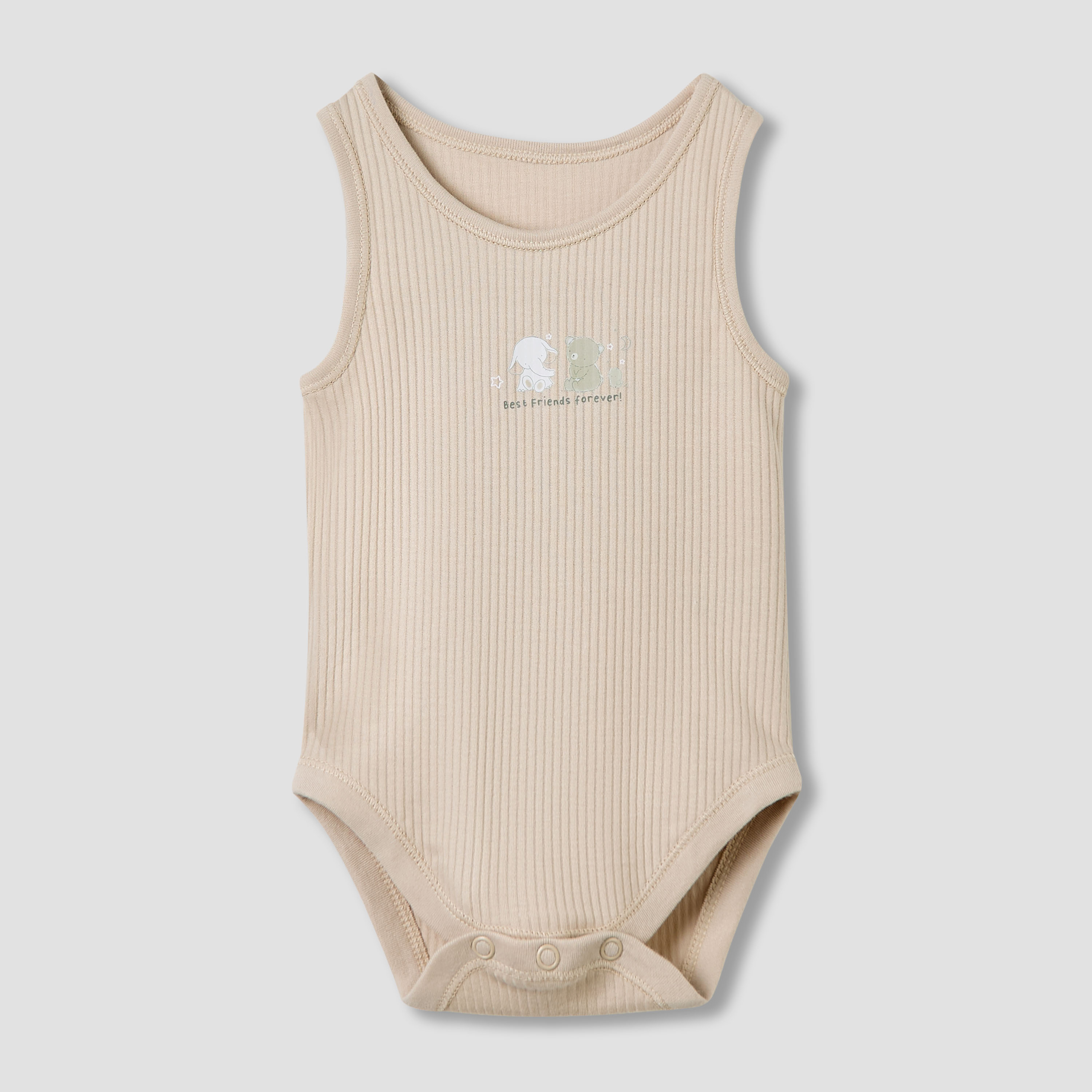 Juniors Round Neck Bodysuit with Snap Button Closure - Cotton - Sleeveless - Set of 5-baby-boys-clothing-bodysuits-image-2