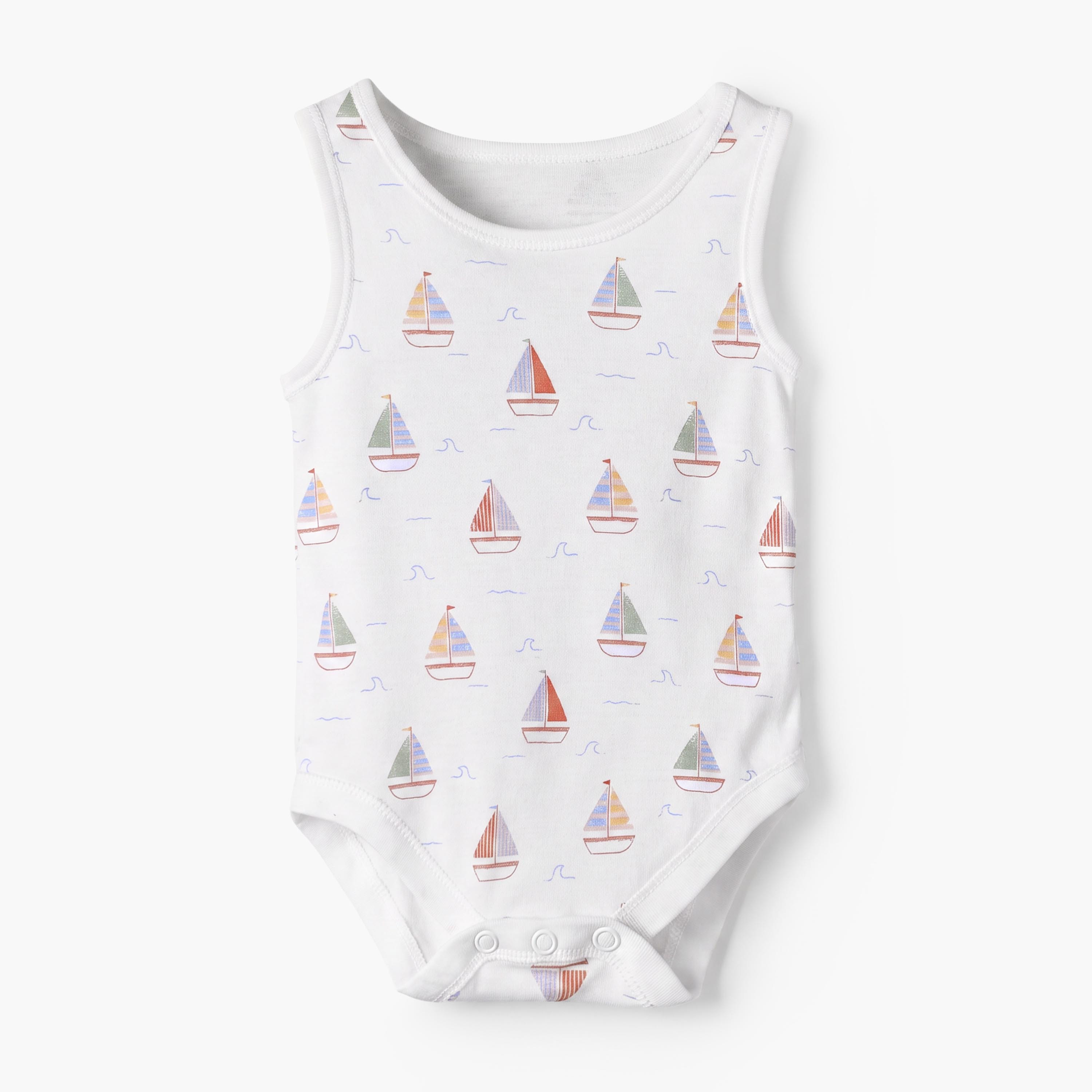 Pack of 5 Juniors Crew Neck Sleeveless Bodysuit with Nautical Print-baby-boys-clothing-bodysuits-image-3