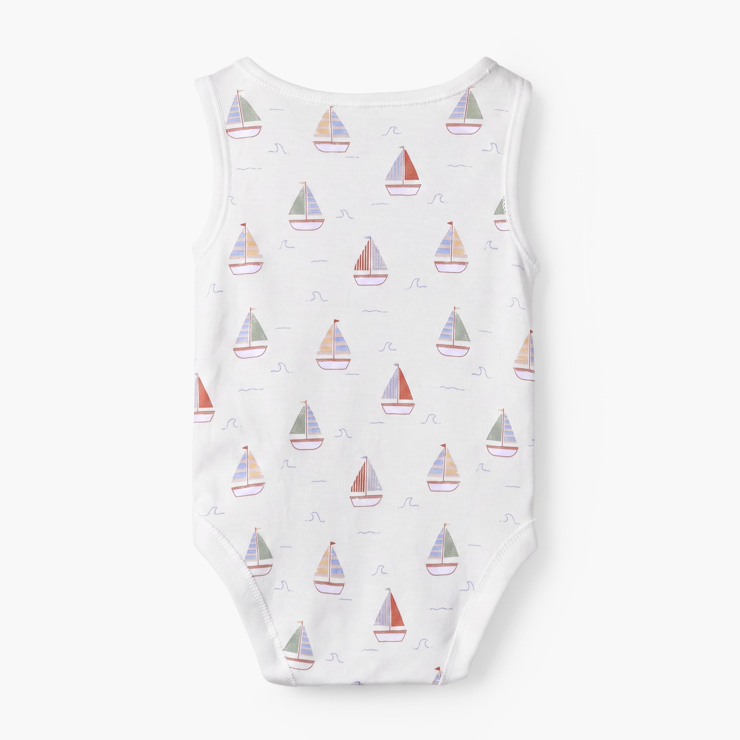 Pack of 5 Juniors Crew Neck Sleeveless Bodysuit with Nautical Print-baby-boys-clothing-bodysuits-image-5