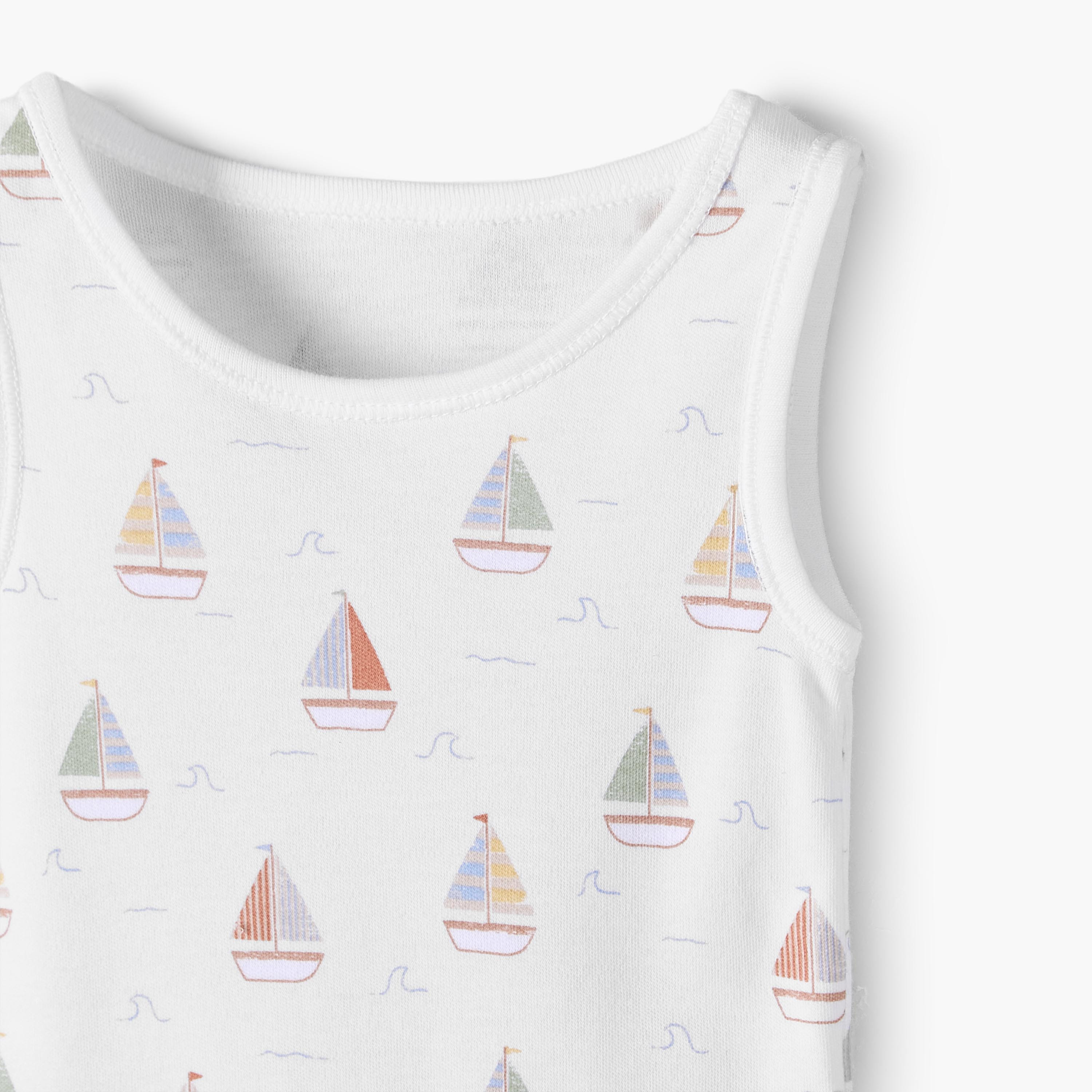 Pack of 5 Juniors Crew Neck Sleeveless Bodysuit with Nautical Print-baby-boys-clothing-bodysuits-image-9