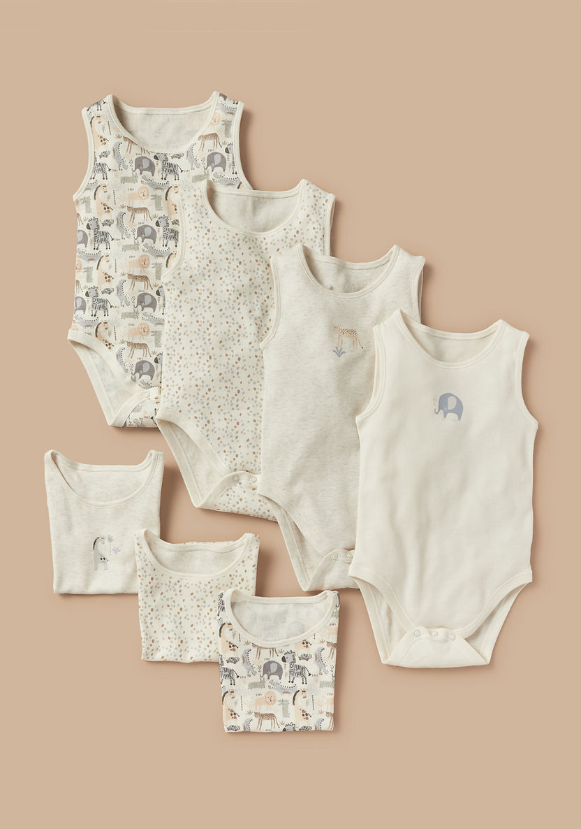 Juniors Printed Bodysuit with Snap Button Closure - Set of 7-Bodysuits-image-0