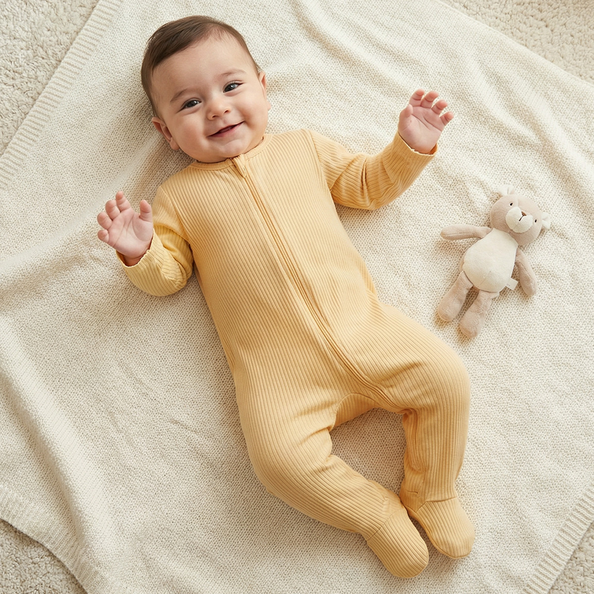 Pack of 3 Juniors Cotton Round Neck Long Sleeves Sleepsuit with Ribbed Design-baby-boys-clothing-nightwear-sleepsuits-image-2