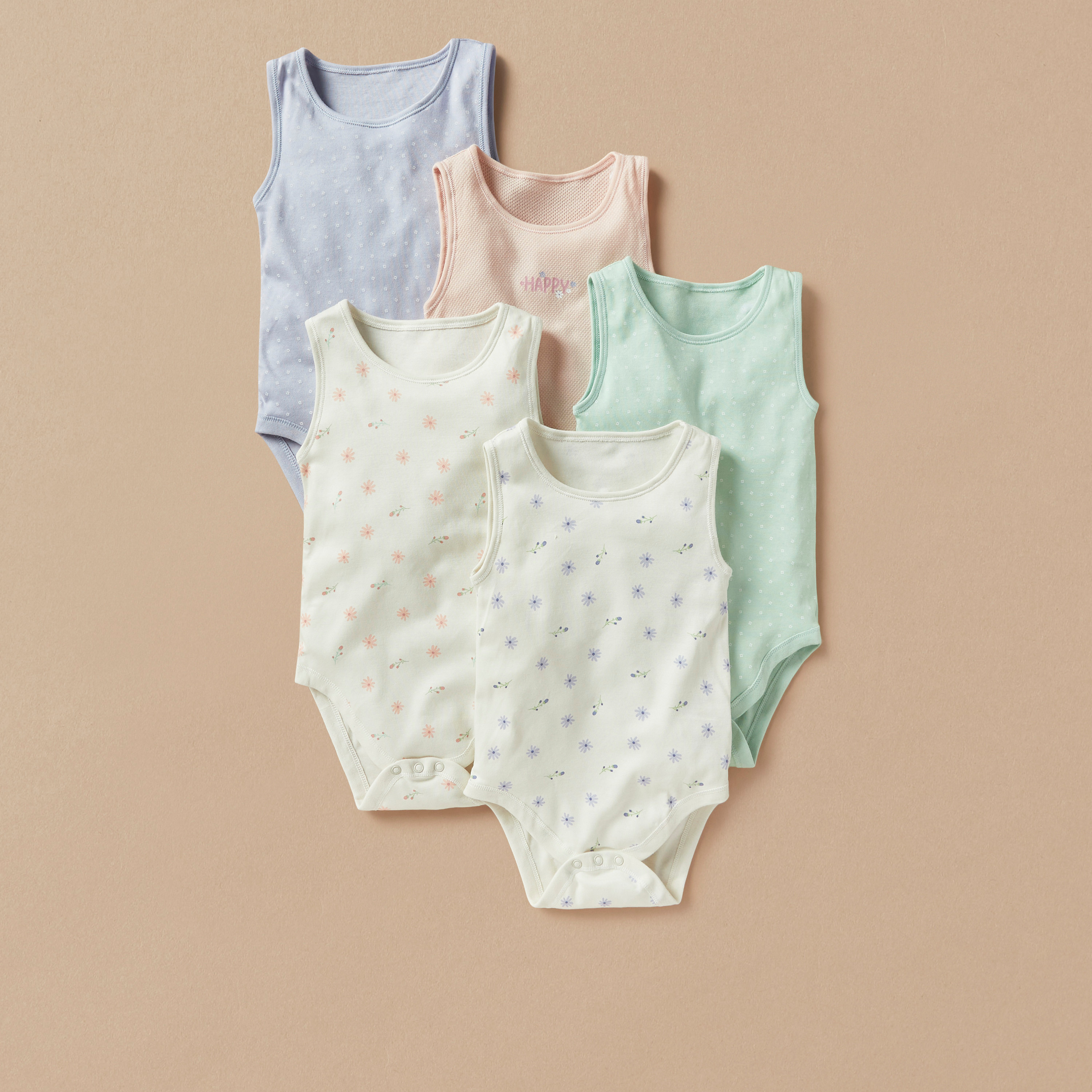 Juniors All-Over Print Sleeveless Bodysuit - Set of 5-baby-girls-clothing-bodysuits-image-1