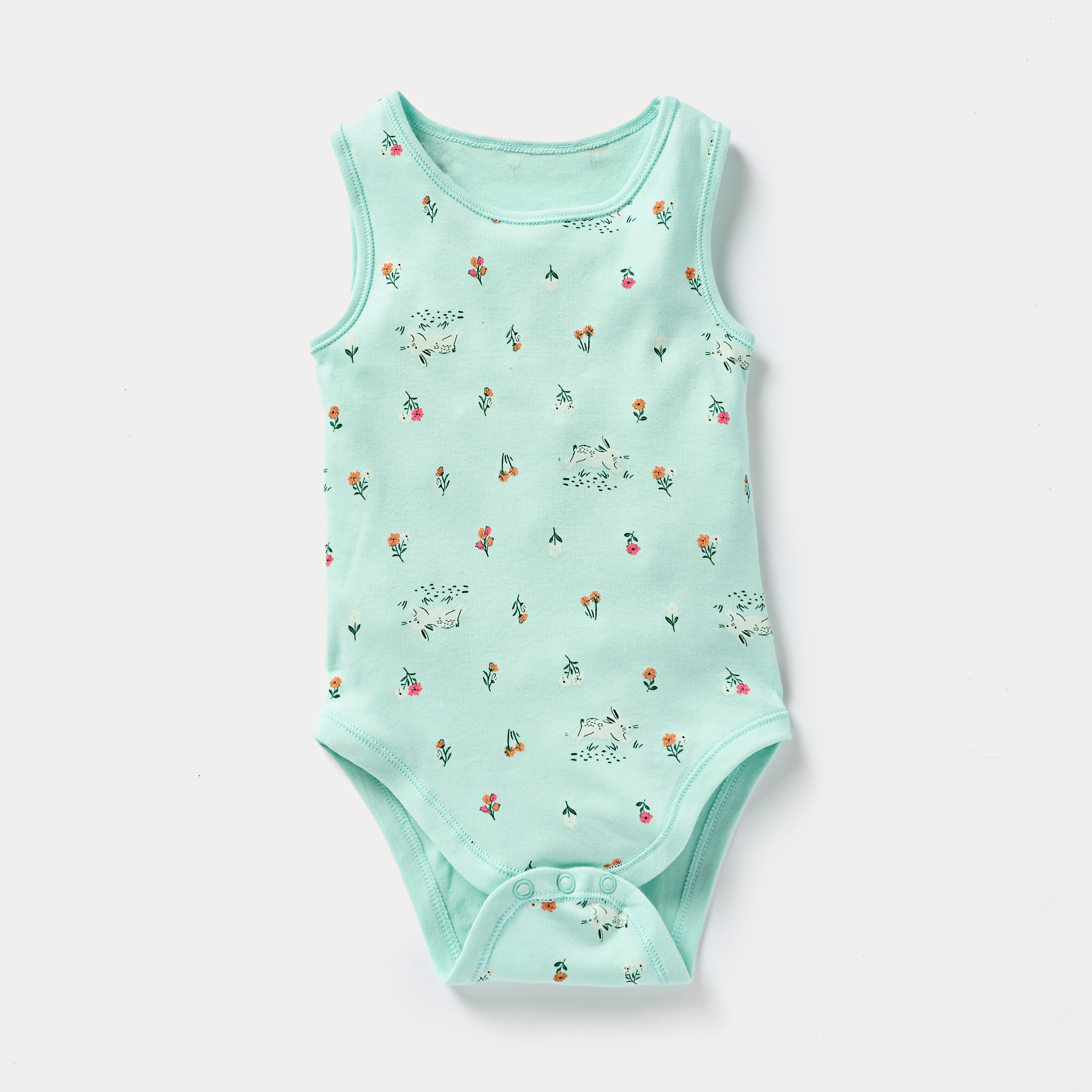 Juniors Floral Print Sleeveless Bodysuit with Snap Button Closure - Set of 5-baby-girls-clothing-bodysuits-image-2