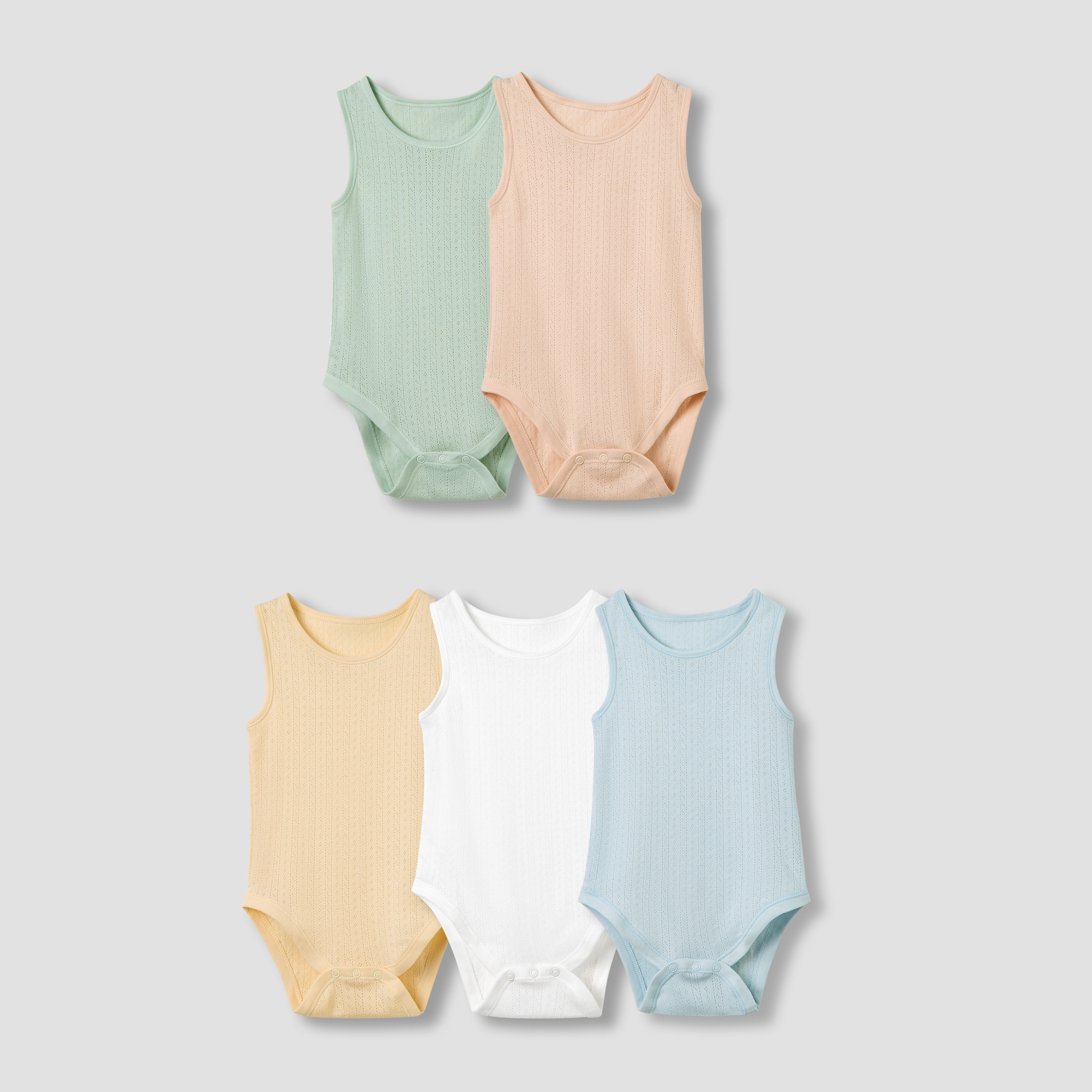 Juniors Round Neck Bodysuit with Snap Button Closure - Cotton - Sleeveless - Set of 5-baby-boys-clothing-bodysuits-image-1