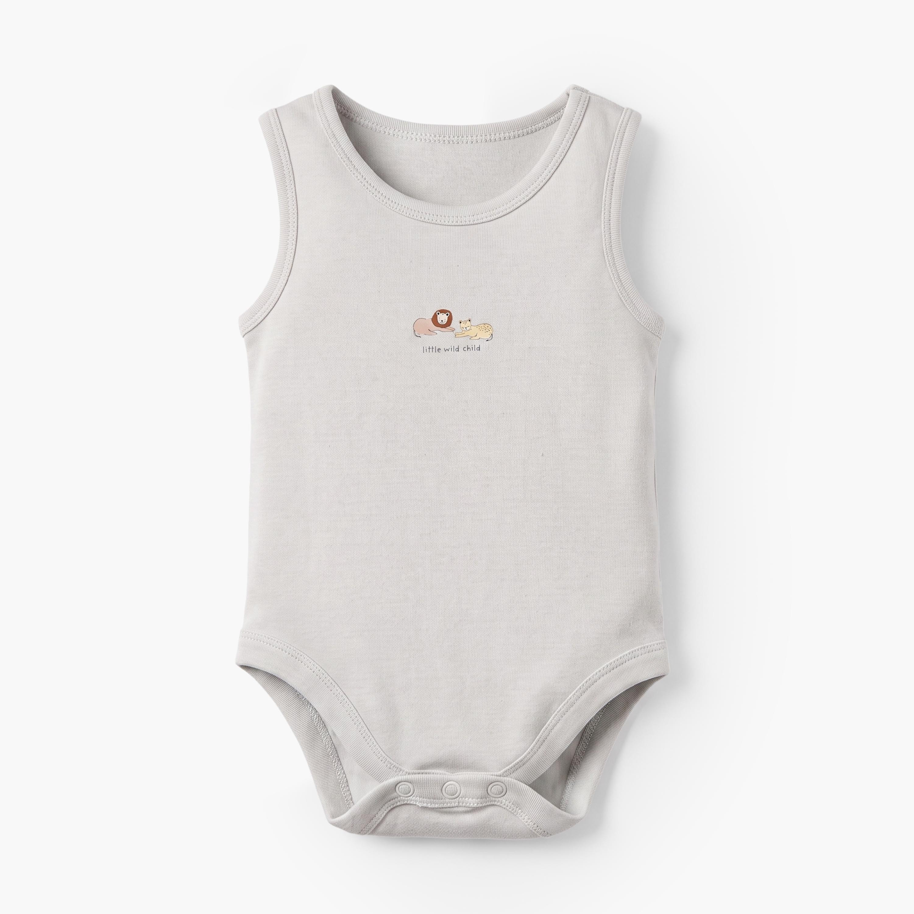 Pack of 5 Juniors Crew Neck Sleeveless Bodysuit with Safari Print-baby-boys-clothing-bodysuits-image-4