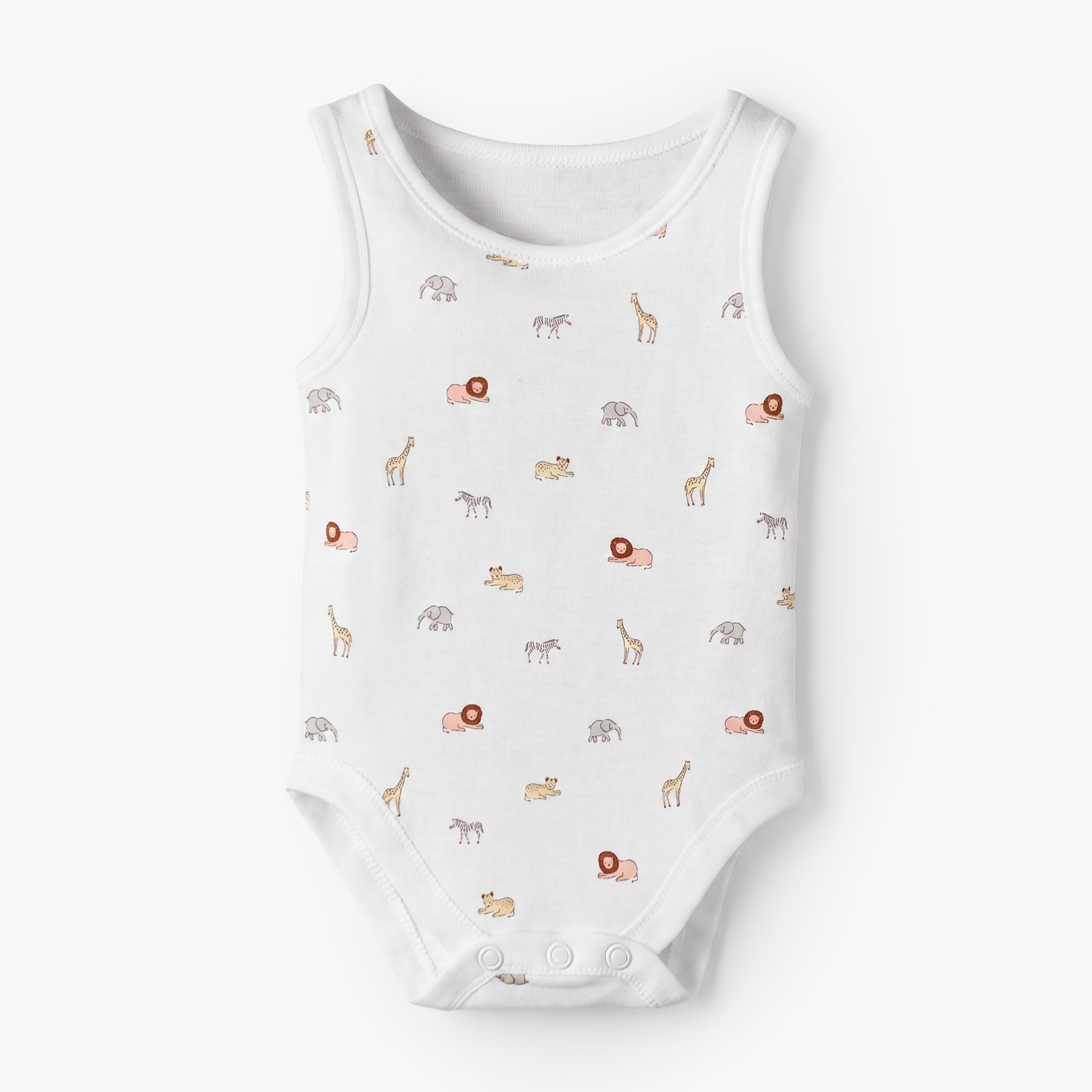 Pack of 5 Juniors Crew Neck Sleeveless Bodysuit with Safari Print-baby-boys-clothing-bodysuits-image-8