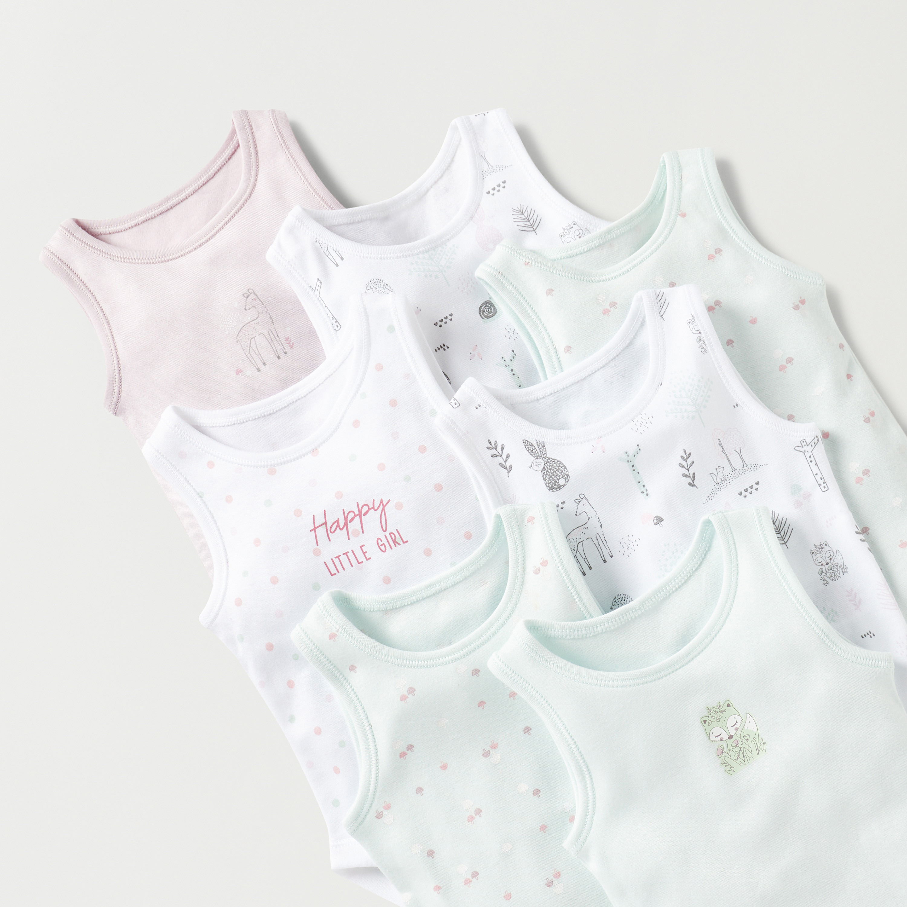 بودي سوت دون أكمام بطبعات من جونيورز - طقم من 7 قطع-baby-girls-clothing-bodysuits-image-3