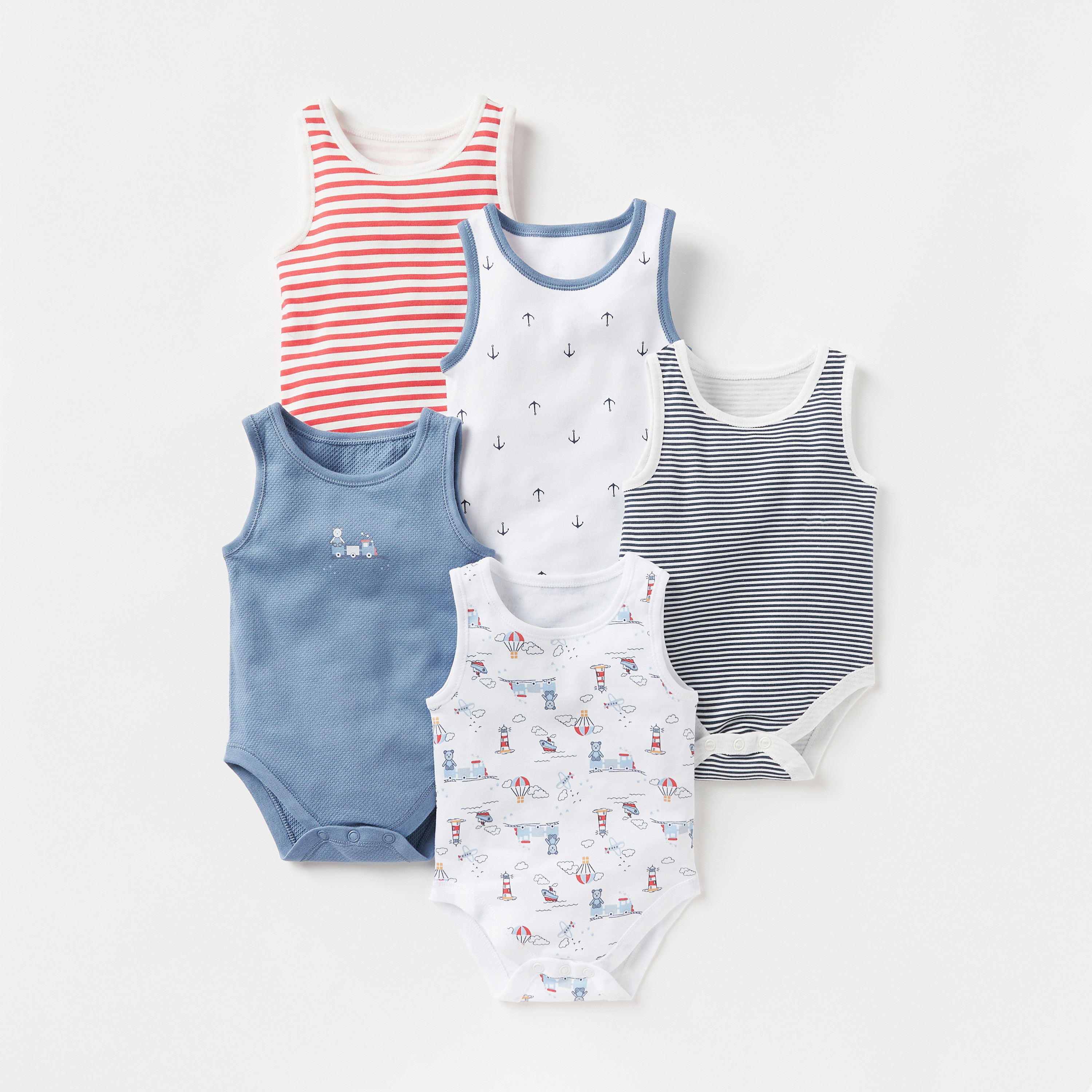 Juniors Printed Sleeveless Bodysuit - Set of 5-baby-boys-clothing-multipacks-image-1