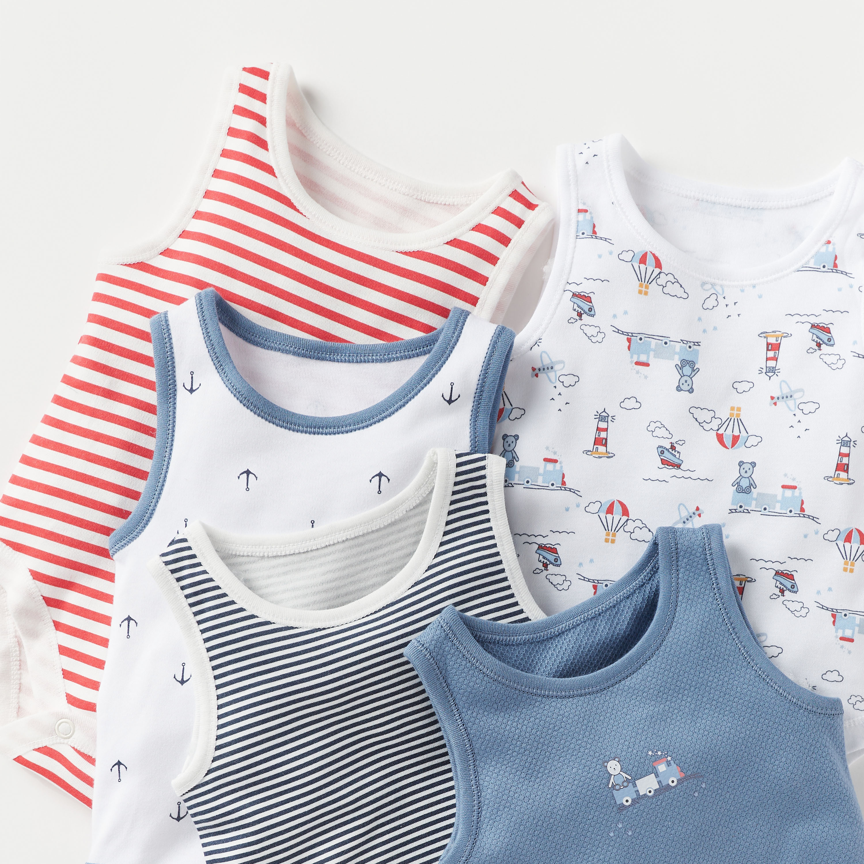 Juniors Printed Sleeveless Bodysuit - Set of 5-baby-boys-clothing-multipacks-image-3
