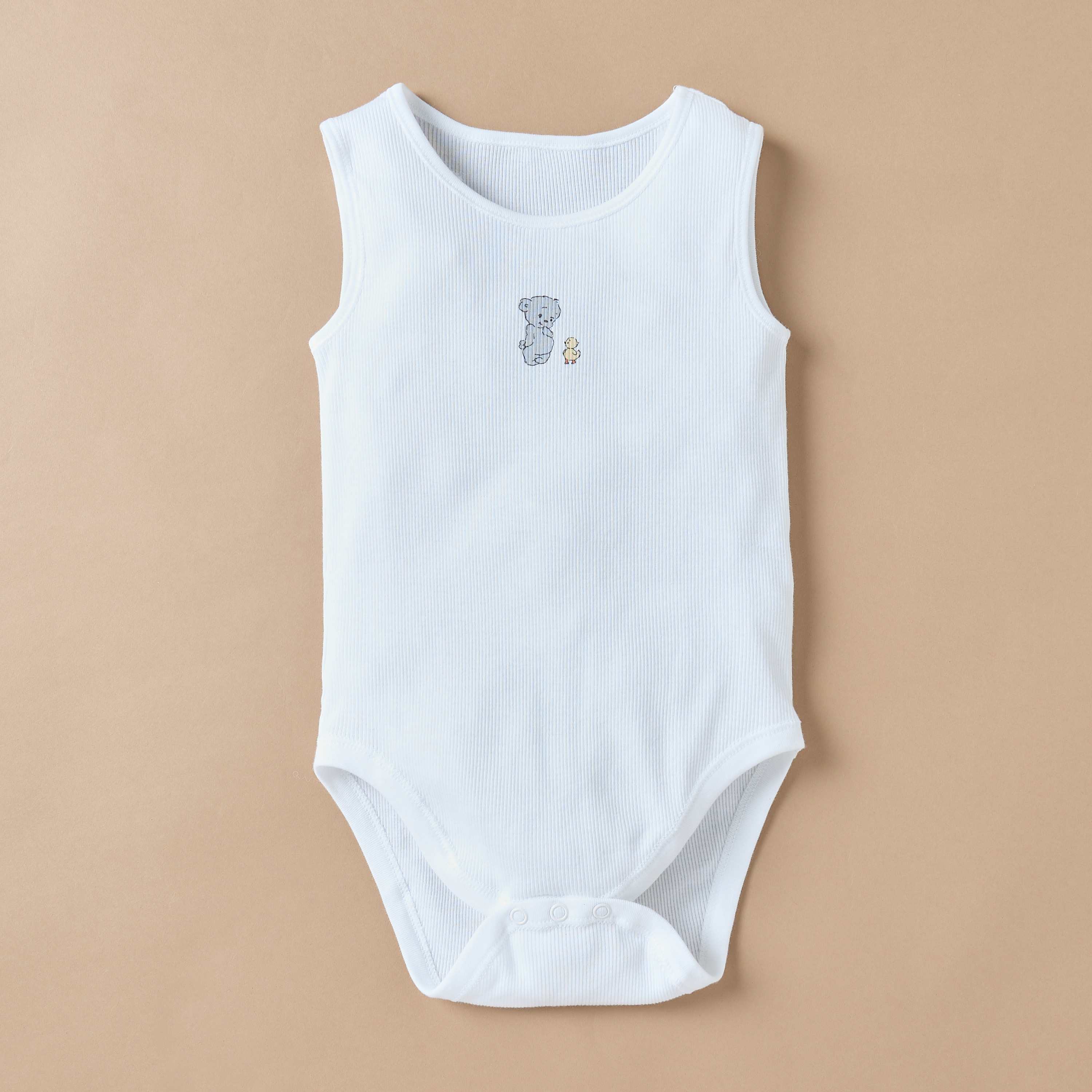 Juniors Bear Print Sleeveless Bodysuit with Snap Button Closure - Set of 5-baby-boys-clothing-bodysuits-image-2
