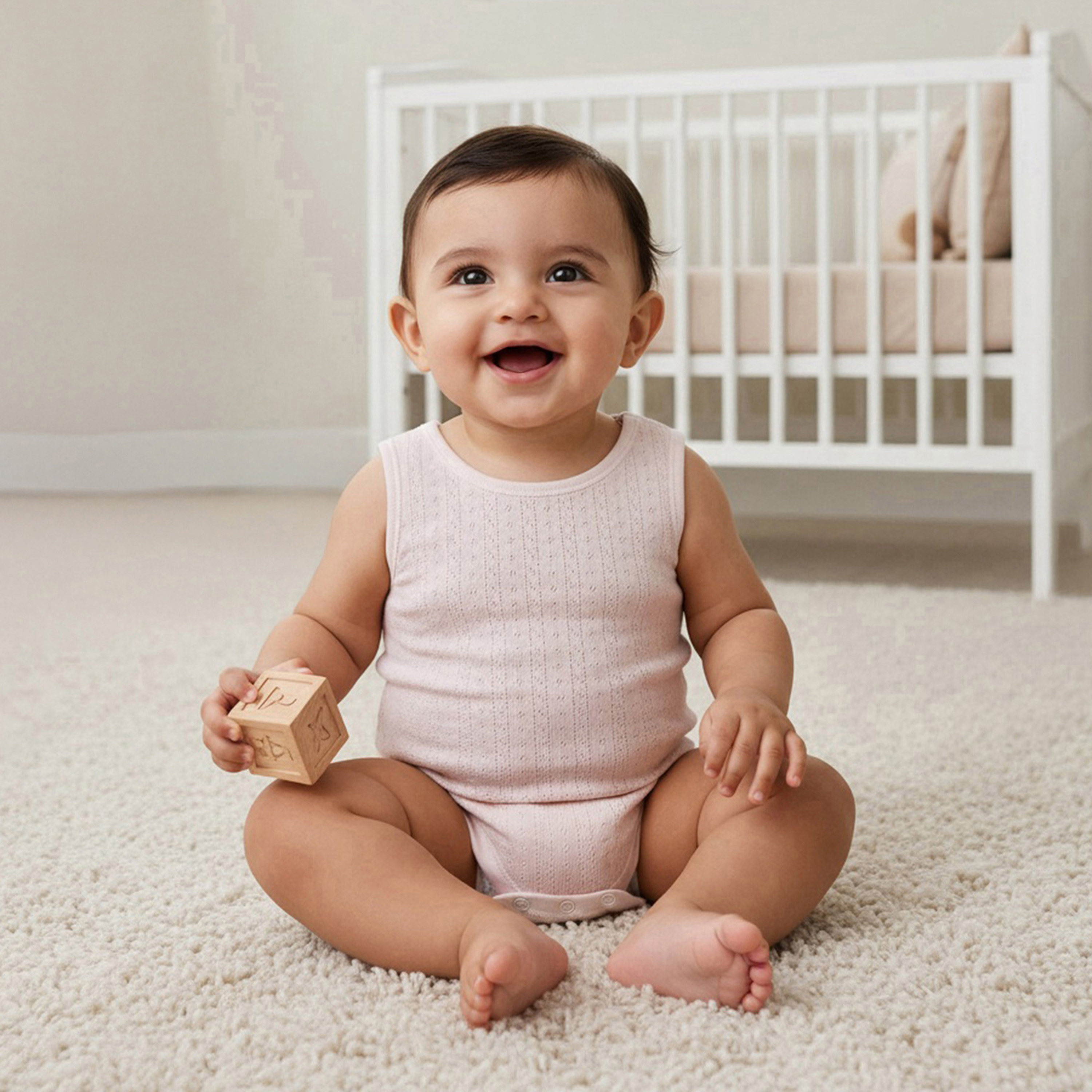 Juniors Round Neck Bodysuit with Texture - Cotton - Sleeveless - Set of 5-baby-girls-clothing-bodysuits-image-9
