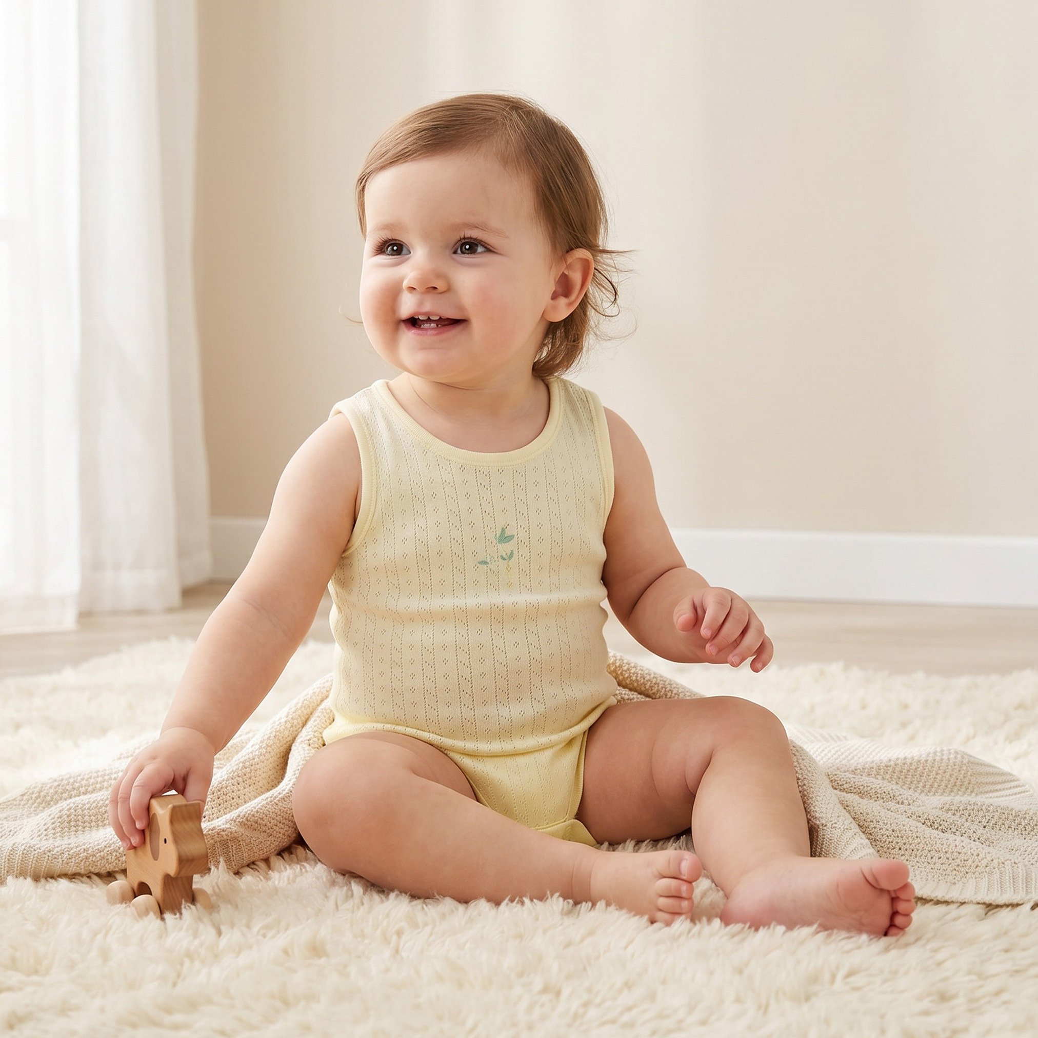 بودي سوت قطني بياقة مستديرة ودون أكمام وكباسين إغلاق من جونيورز - طقم من 7 قطع-baby-girls-clothing-bodysuits-image-2