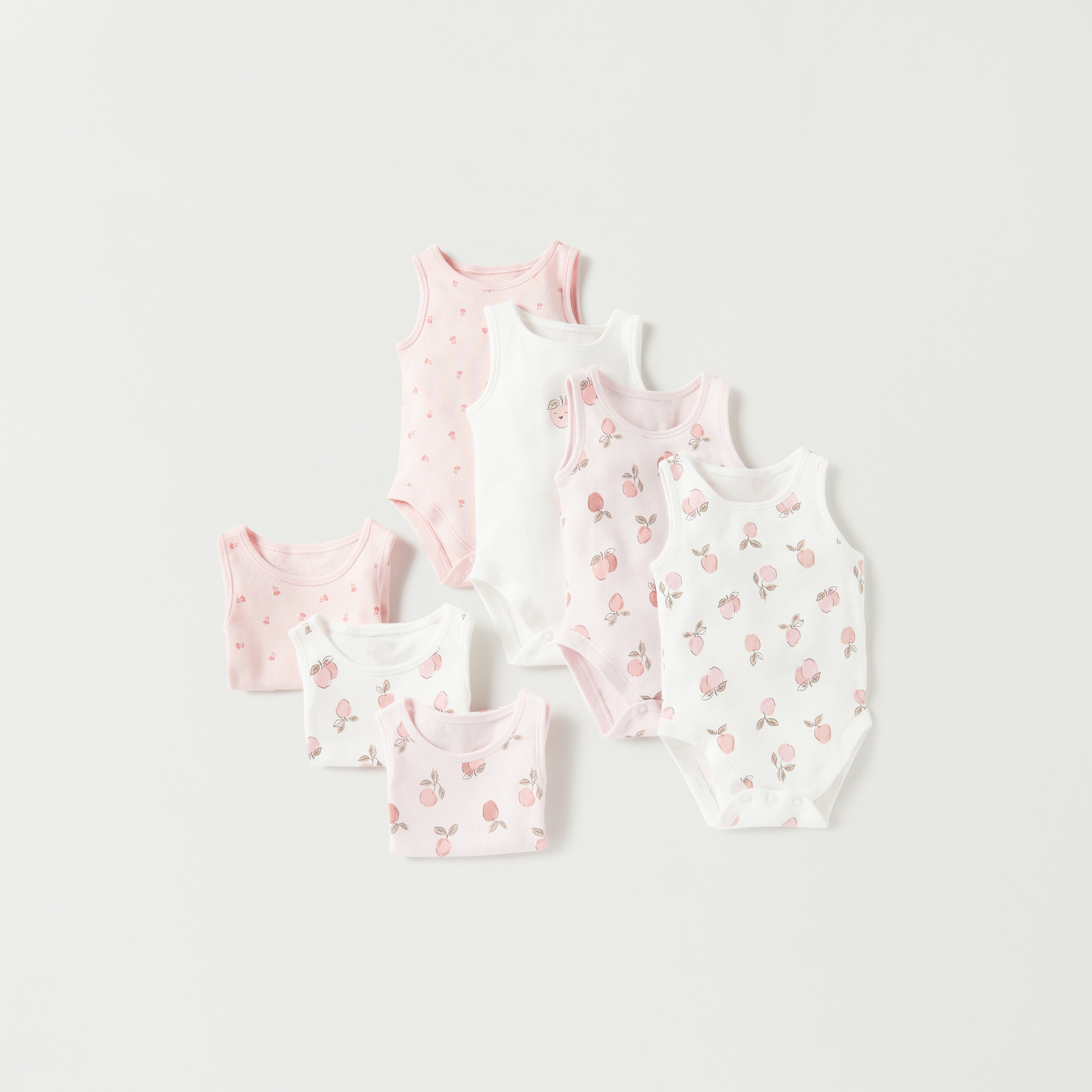 بودي سوت دون أكمام بطبعات من جونيورز - طقم من 7 قطع-baby-girls-clothing-bodysuits-image-2