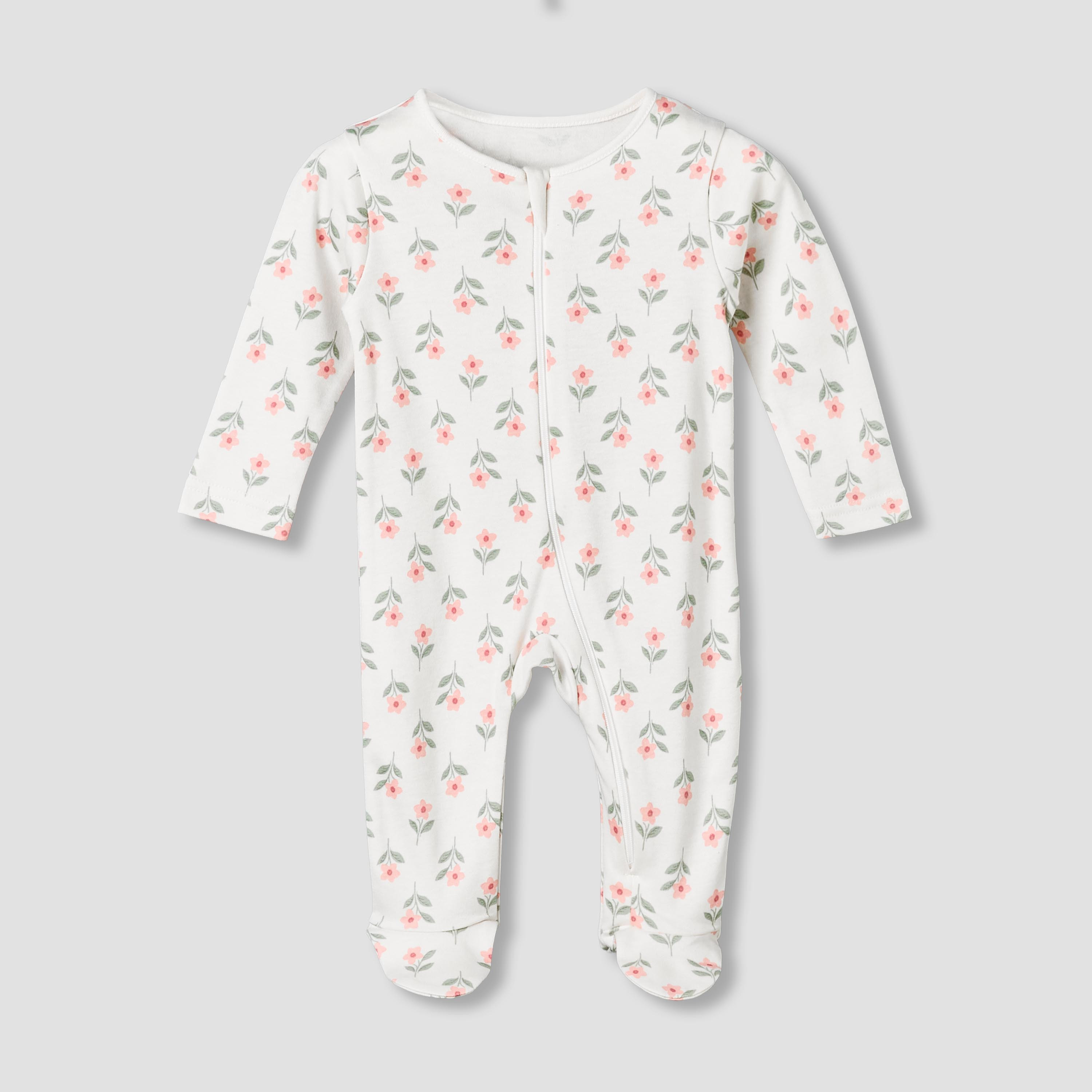 بدلات نوم قطن بأكمام طويلة ورقبة ضيقة وطبعات زهرية من جونيورز - عبوة من 5 قطع-baby-girls-clothing-nightwear-sleepsuits-image-1