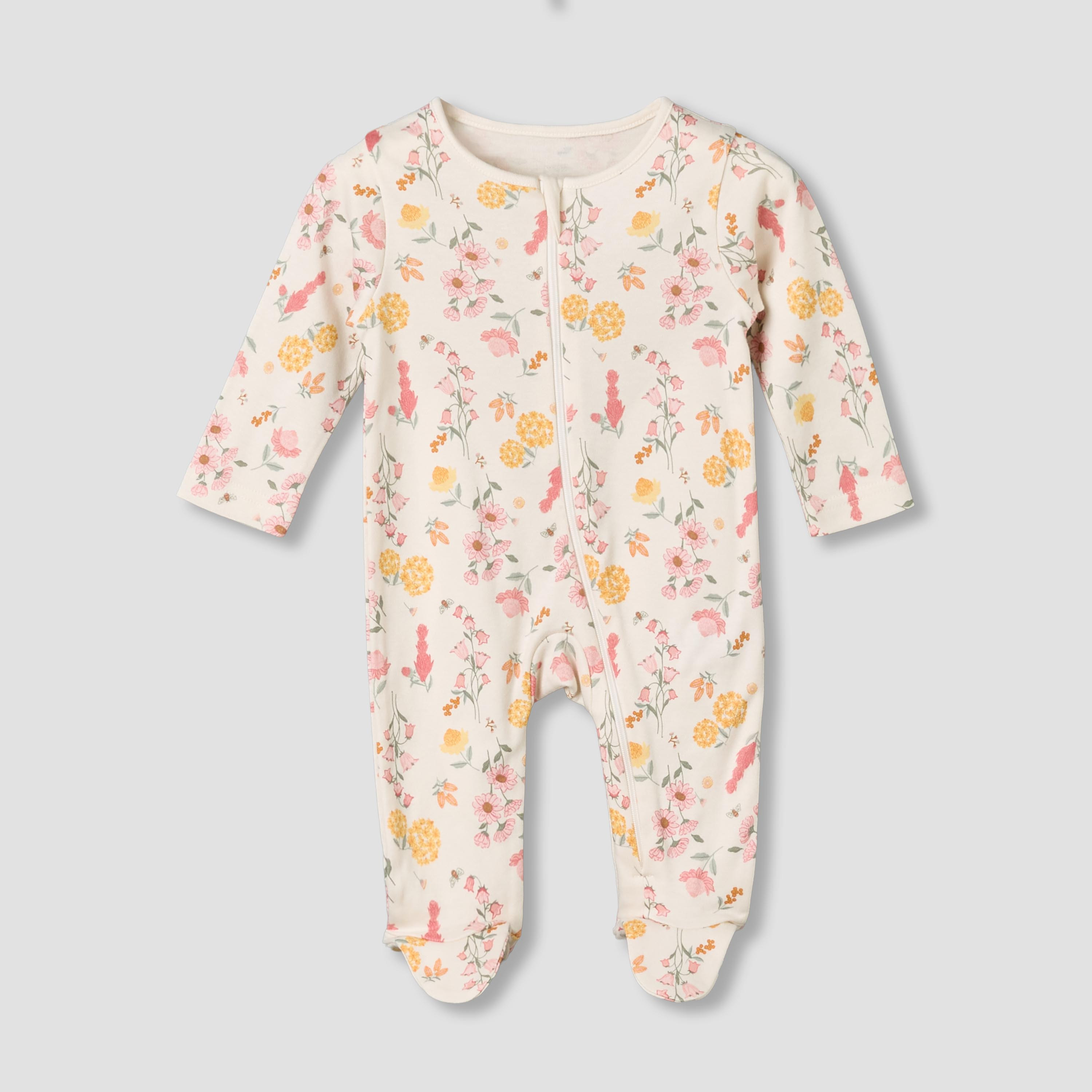 بدلات نوم قطن بأكمام طويلة ورقبة ضيقة وطبعات زهرية من جونيورز - عبوة من 5 قطع-baby-girls-clothing-nightwear-sleepsuits-image-5