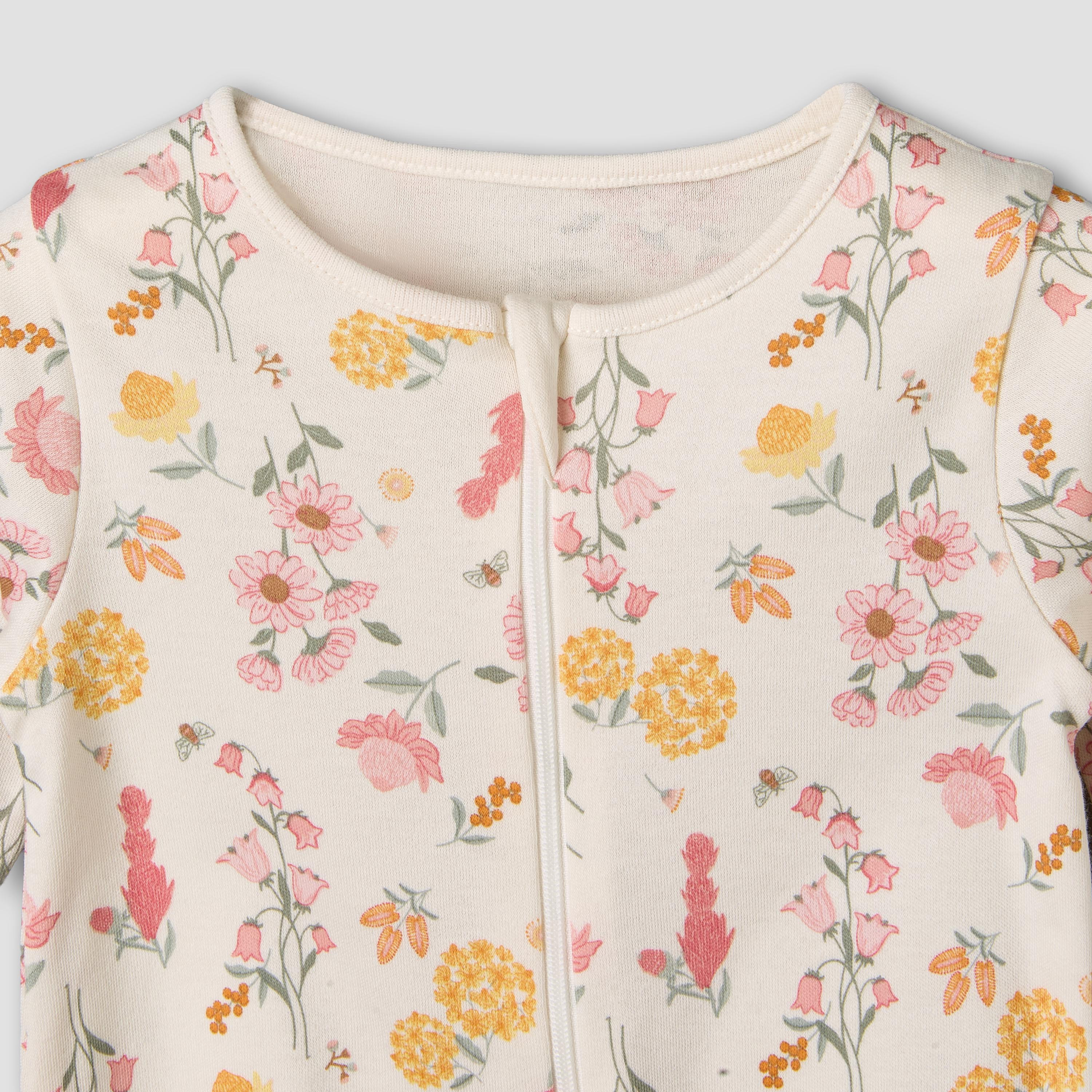 بدلات نوم قطن بأكمام طويلة ورقبة ضيقة وطبعات زهرية من جونيورز - عبوة من 5 قطع-baby-girls-clothing-nightwear-sleepsuits-image-4