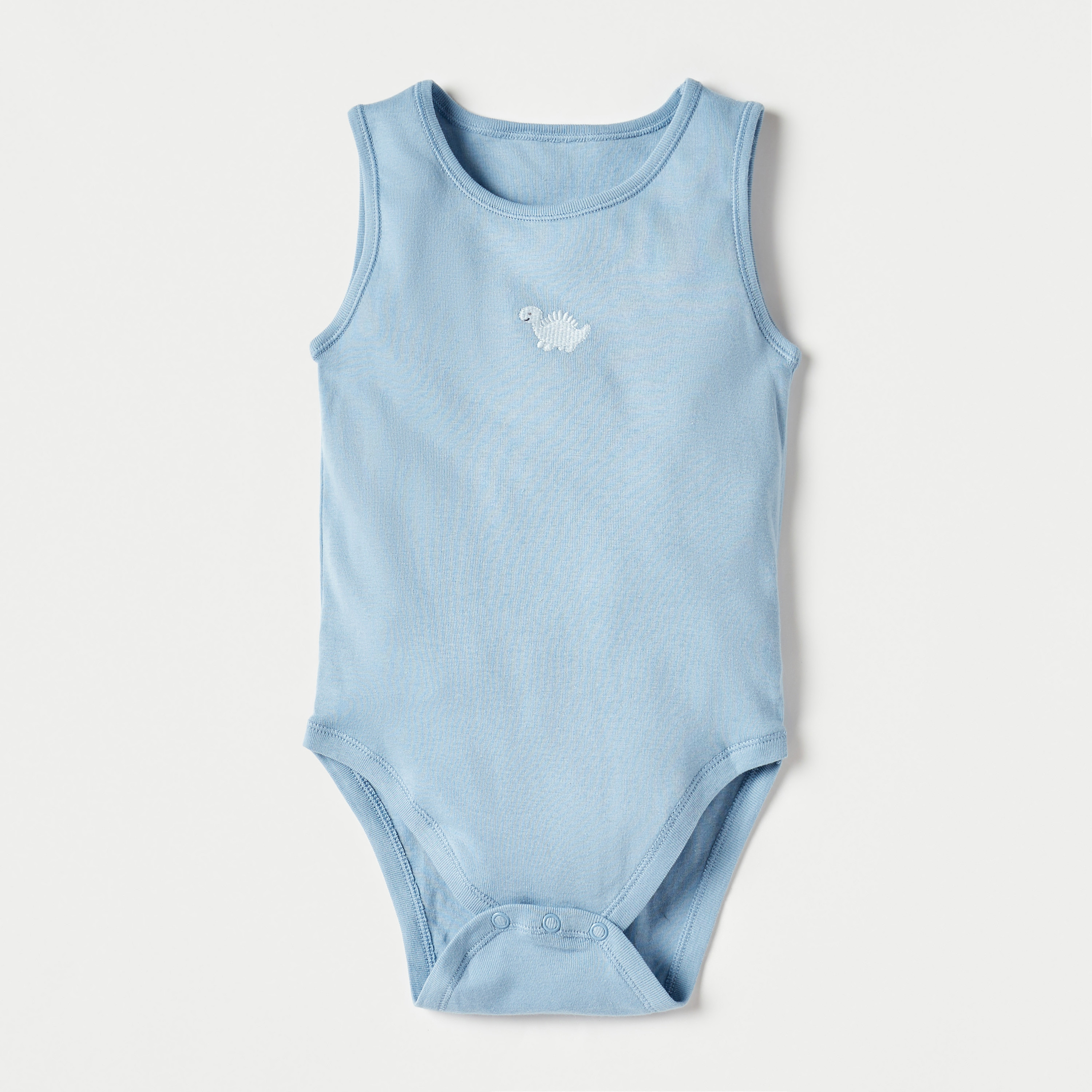 Juniors Dinosaur Embroidered Sleeveless Bodysuit - Set of 5-baby-boys-clothing-bodysuits-image-2