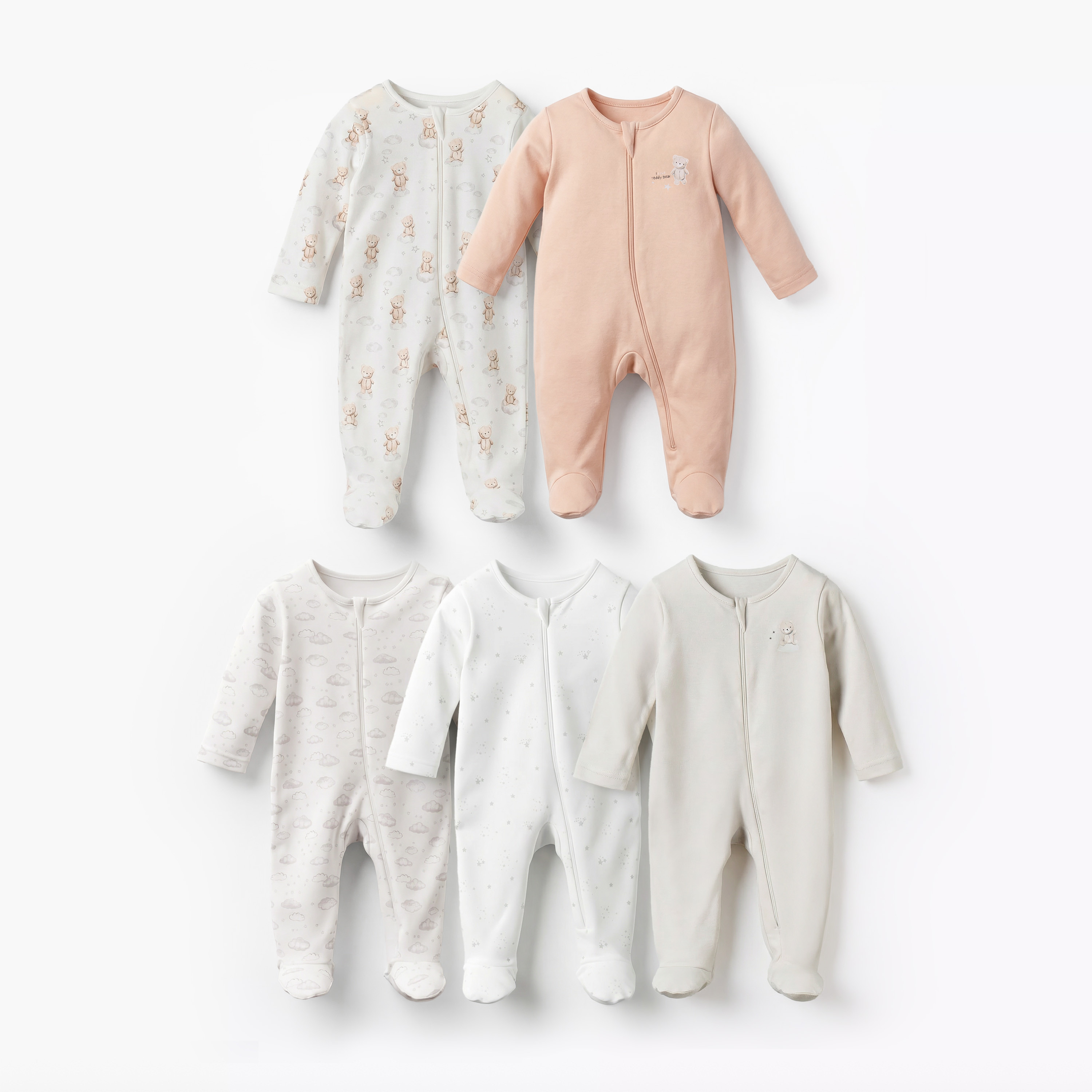 طقم بدلة نوم قطنية بأكمام طويلة بطبعات متنوعة من جونيورز – 5 قطع-baby-boys-clothing-nightwear-sleepsuits-image-8