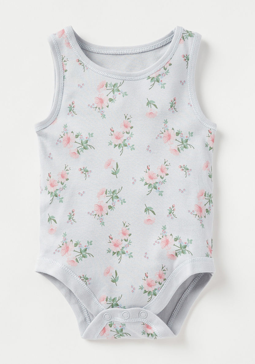 Juniors All-Over Floral Print Sleeveless Bodysuit - Set of 5-Bodysuits-image-1